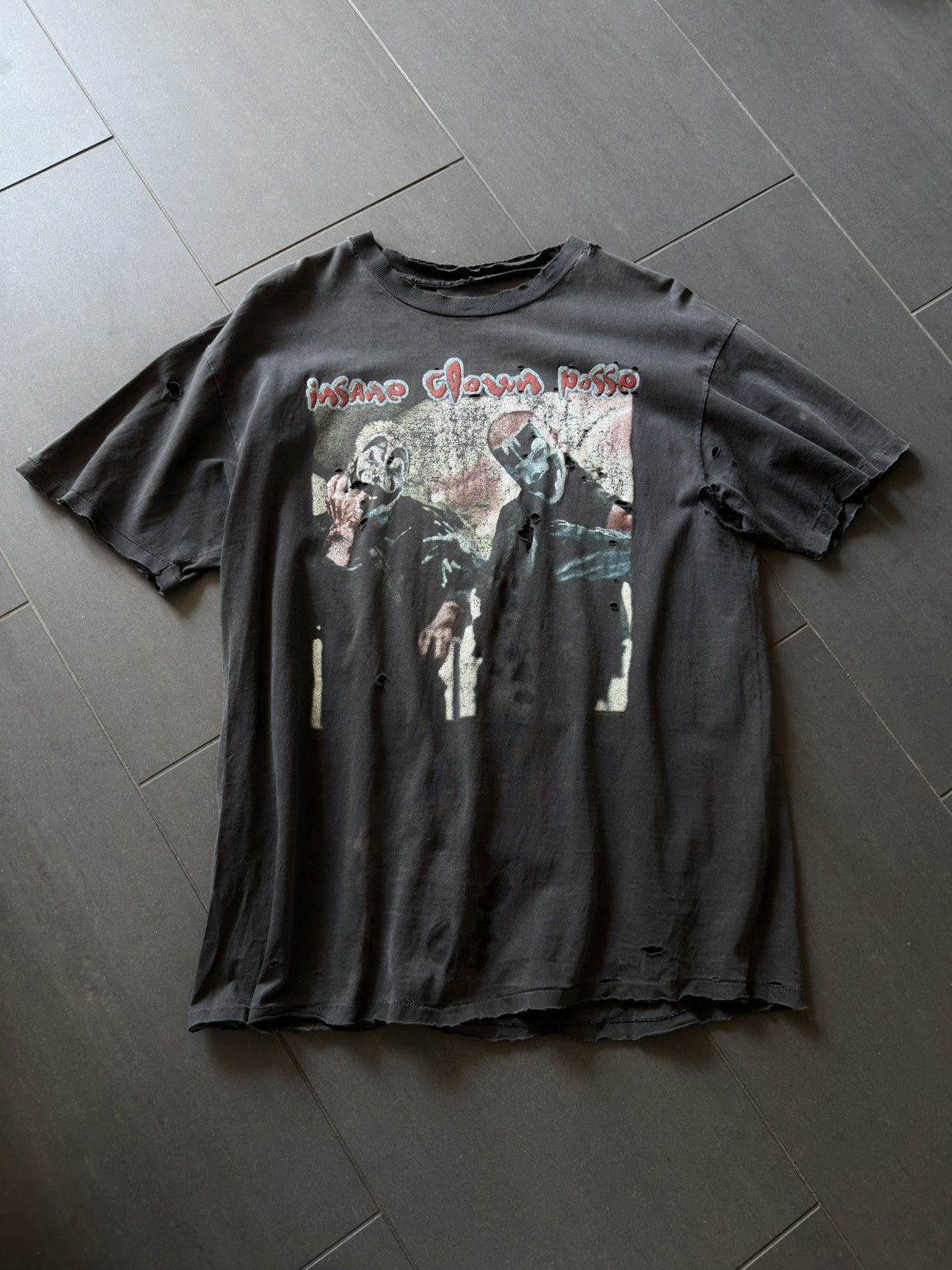 Band Tees Vintage 90s Thrashed Insane Clown Posse Faded Erd Band Tee Size US XL / EU 56 / 4 - 5 Thumbnail