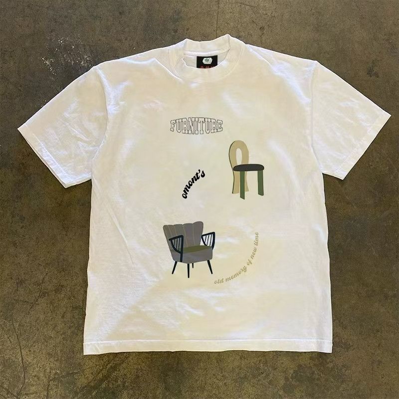 Vintage White washed vintage chair pattern loose tee Size US M / EU 48-50 / 2 - 1 Thumbnail