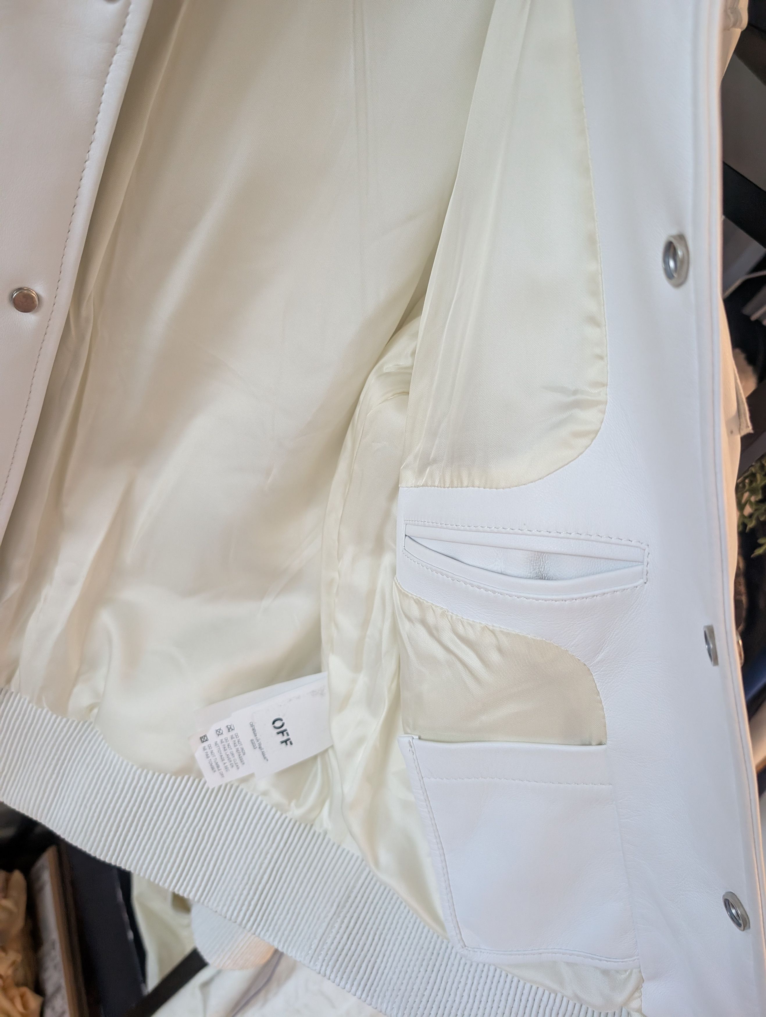 Off-White Runway/sample Off-white full leather varsity jacket Size US M / EU 48-50 / 2 - 10 Thumbnail
