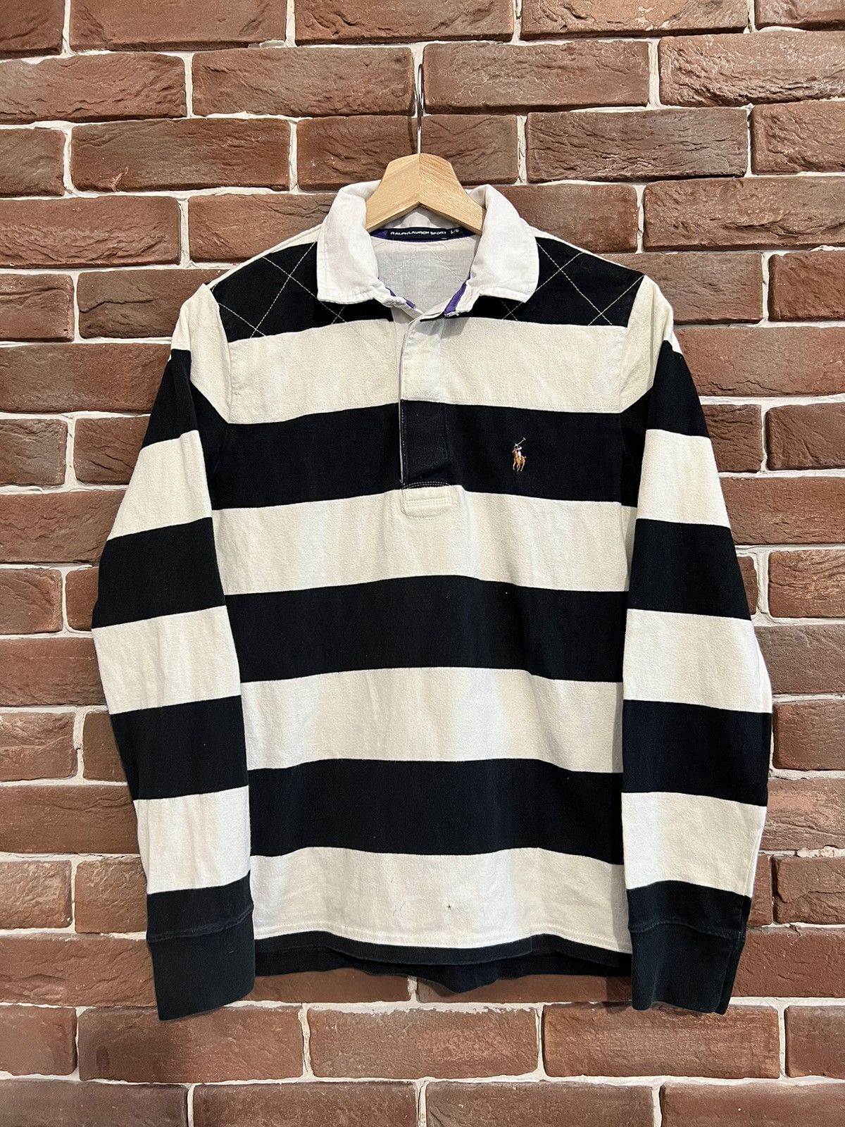Polo Ralph Lauren × Ralph Lauren × Vintage Polo Ralph Lauren Vintage Rugby Longsleeve Striped Hype Rare Size M / US 6-8 / IT 42-44 - 1 Thumbnail