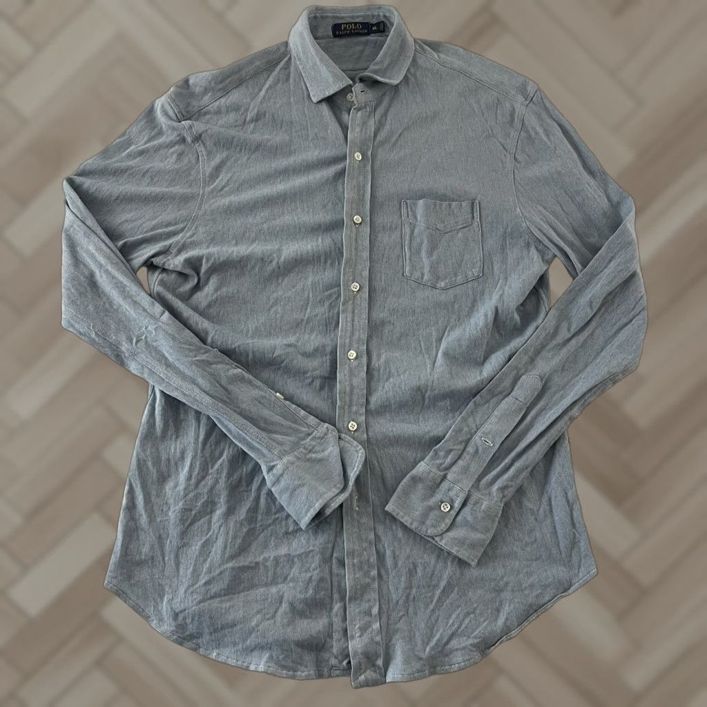 Polo Ralph Lauren Polo Ralph Lauren Shirt Long Sleeve XL Men Solid Blue Button-Up Cotton Size US XL / EU 56 / 4 - 1 Thumbnail