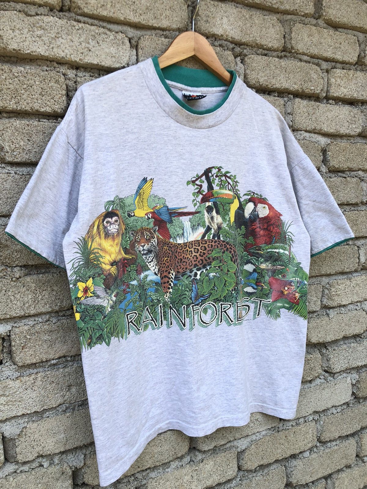 Vintage Vintage 90s Habitat Rainforest Animals Nature Mirror Tshirt Size US XL / EU 56 / 4 - 4 Thumbnail