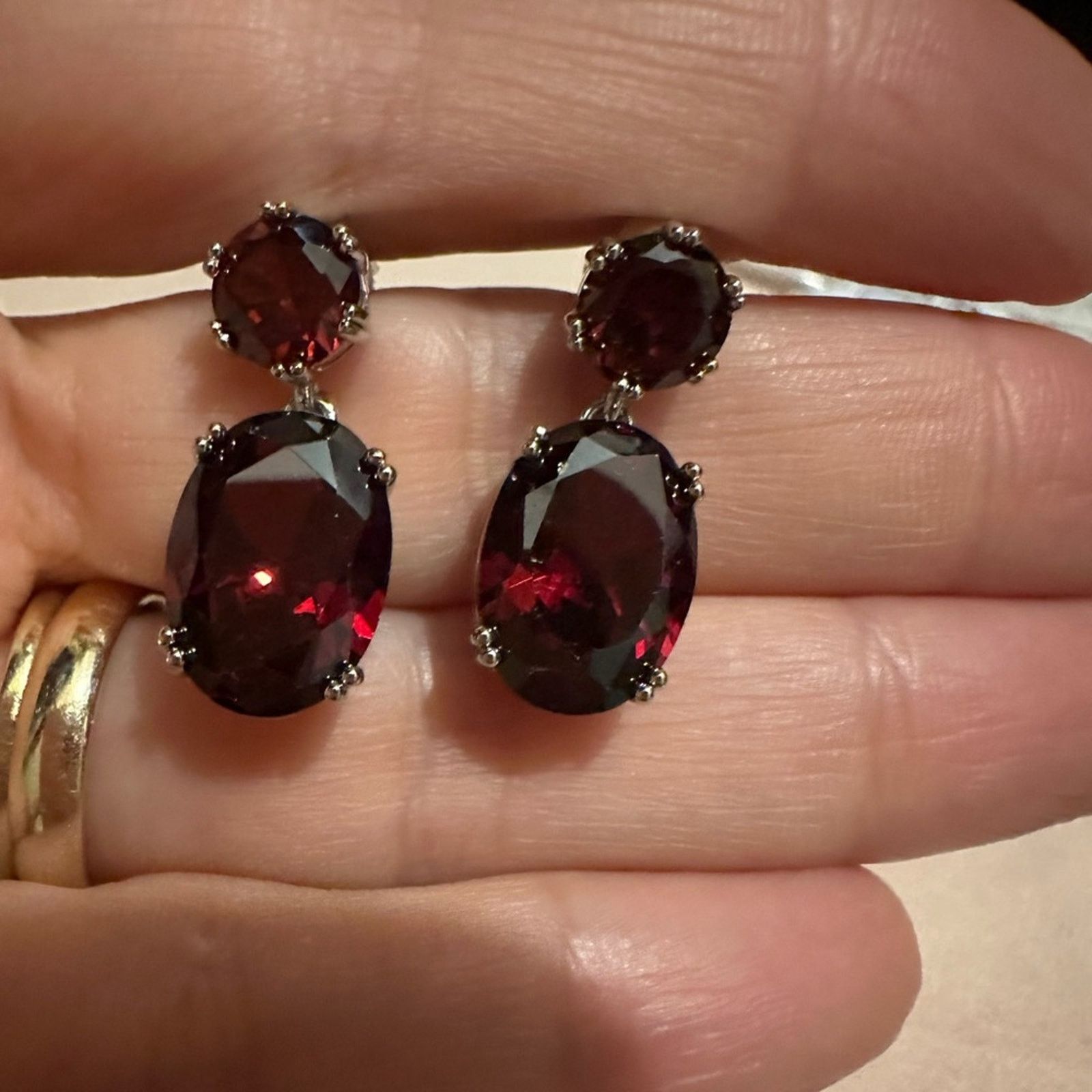 Other Oval CZ Women Drop Earrings Elegant Red Earrings Size ONE SIZE - 3 Thumbnail