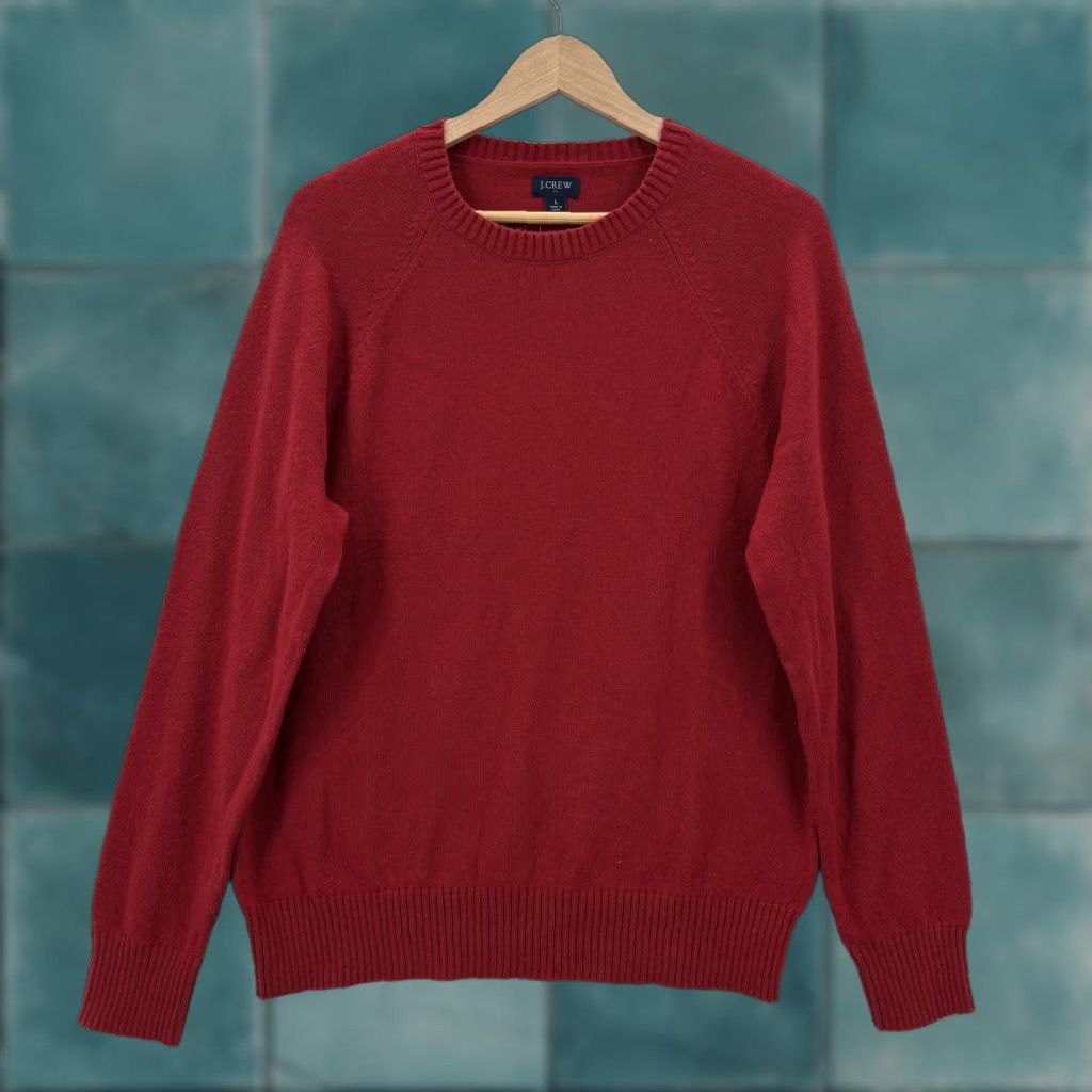 J.Crew J.Crew Sweater Mens Large Red Lambswool Blend Crewneck Knit Pullover Casual NWT Size US L / EU 52-54 / 3 - 1 Thumbnail