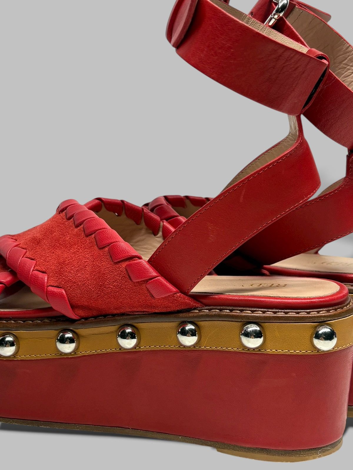 RED Valentino Red Valentino Studded Platform Sandals Hot Red 800$ RRP Size US 8 / IT 38 - 7 Thumbnail