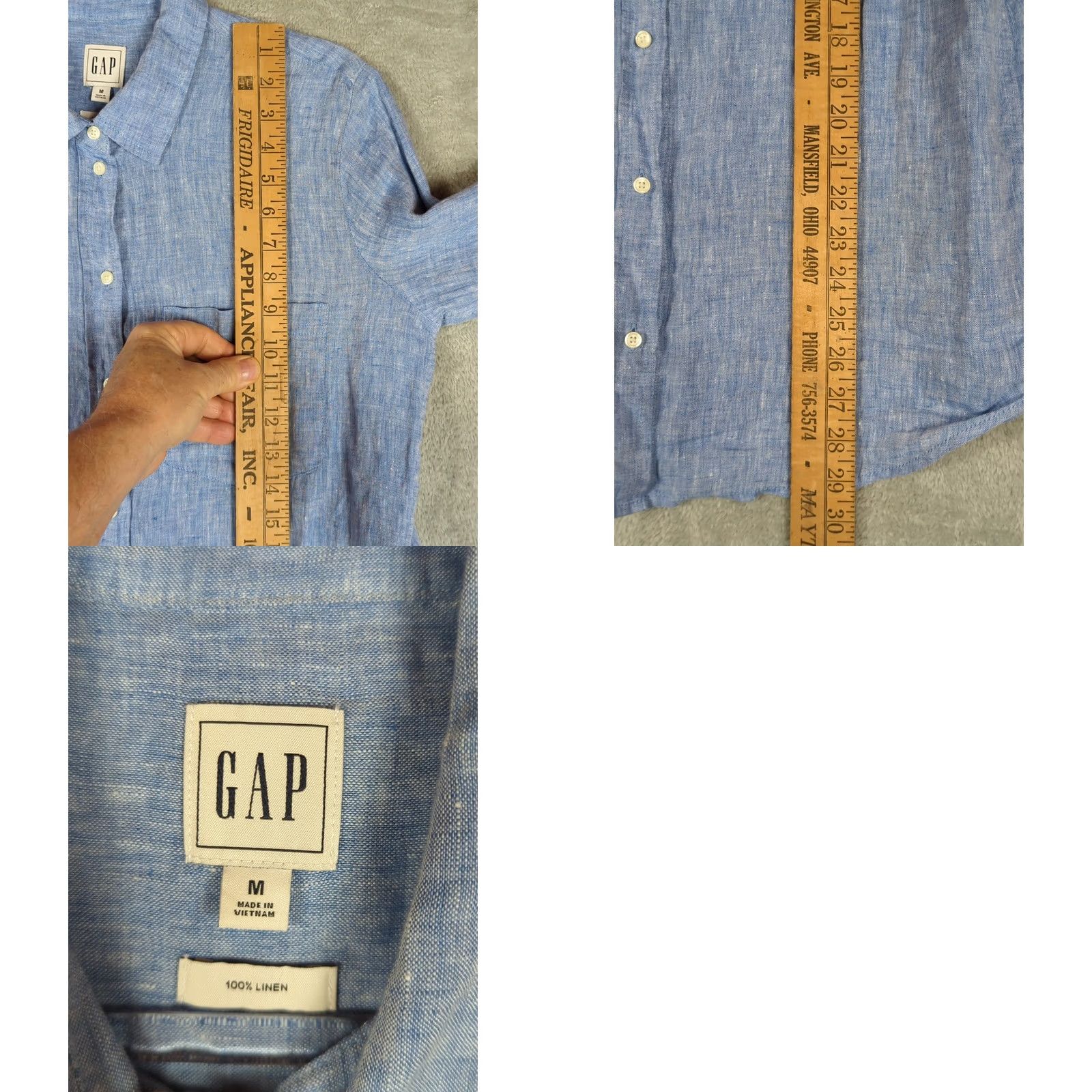 Gap Gap Women’s Blue Linen Button-Up Shirt M Casual Beach Nautical Dressy Everyday Shirt Size M / US 6-8 / IT 42-44 - 8 Thumbnail