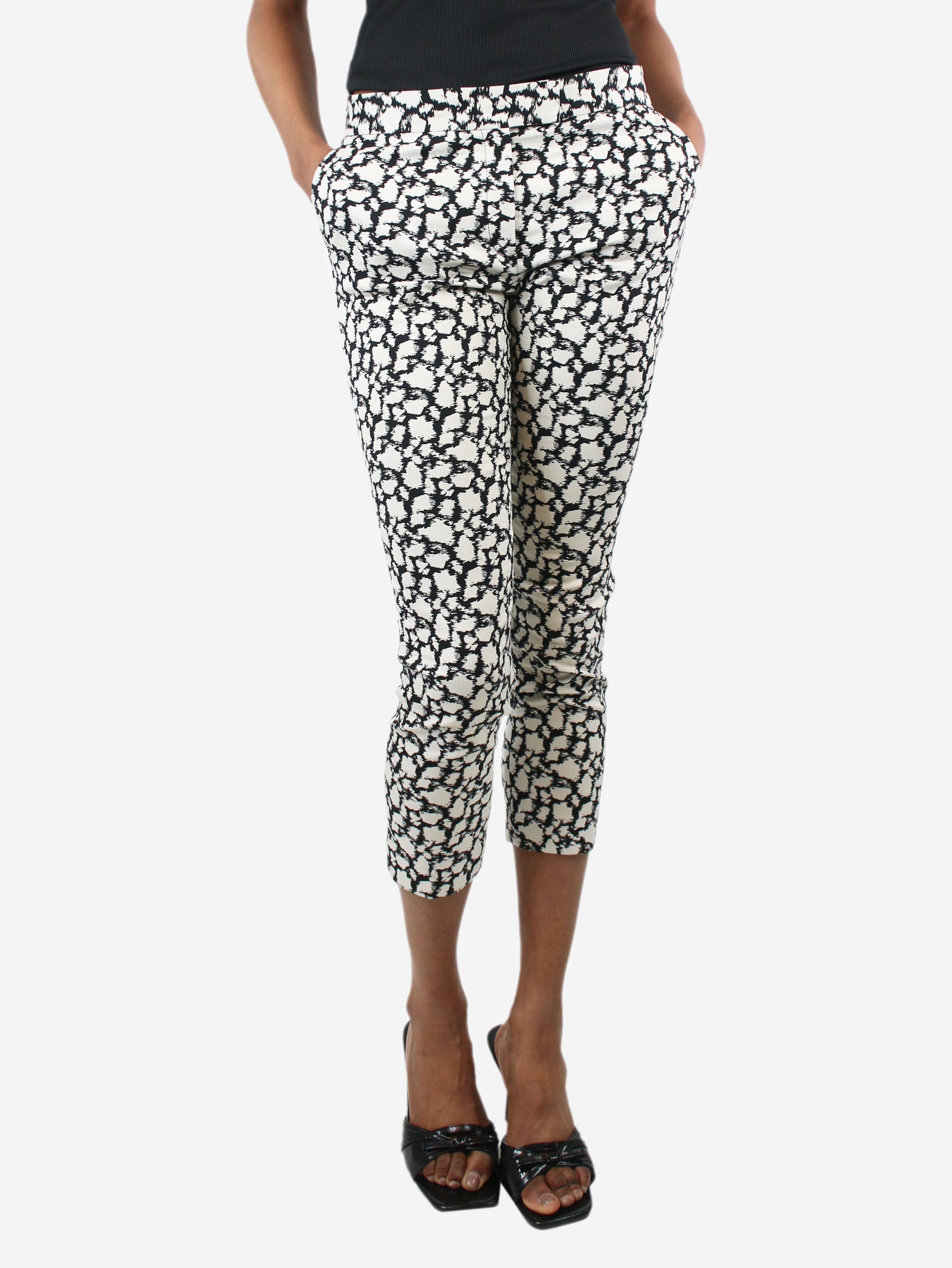 image of Joseph Cream And Black Abstract Jacquard Trousers - Size Uk 6, Women's