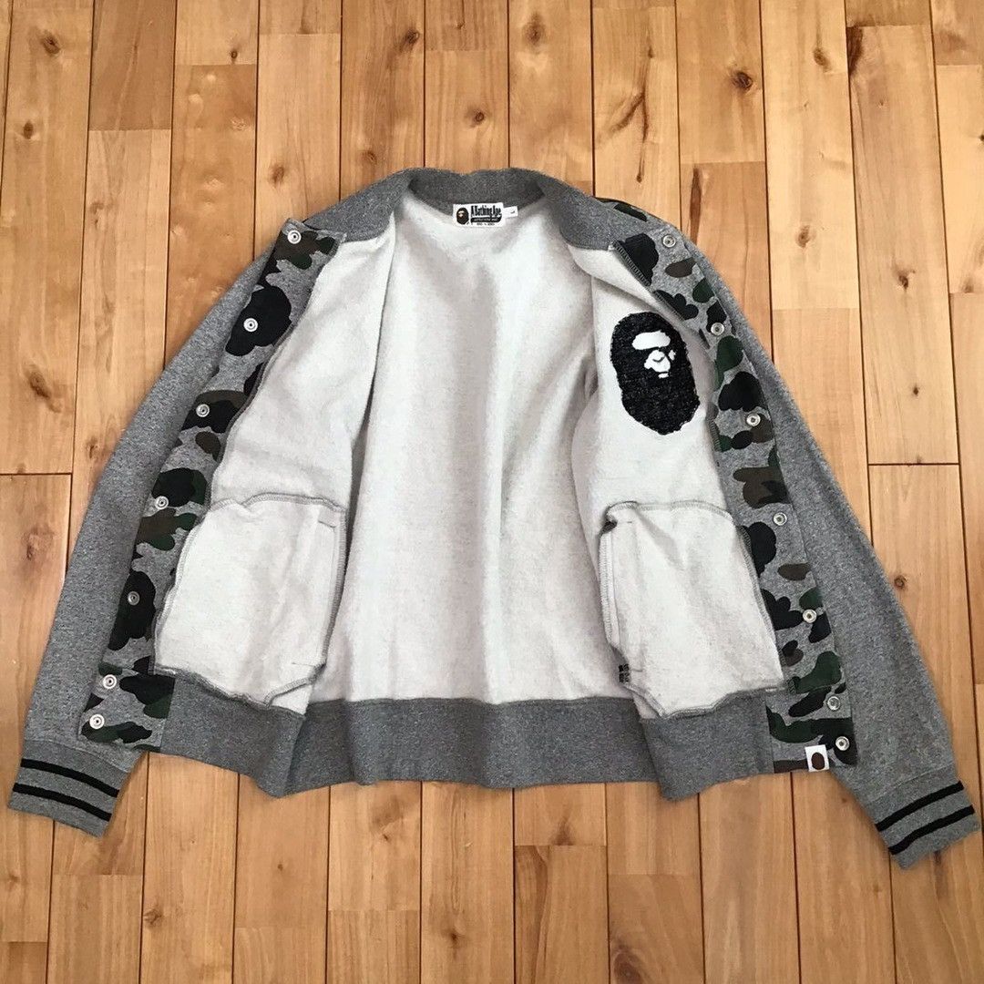 Bape 2015 BAPE Heather Gray Sweat varsity jacket A Bathing Ape Size US L / EU 52-54 / 3 - 7 Thumbnail