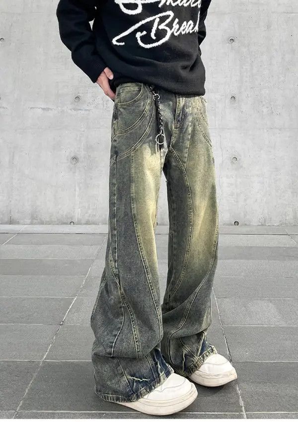 Japanese Brand #35 Flared Jeans Men Wide Leg Baggy Trousers Size US 33 - 1 Thumbnail