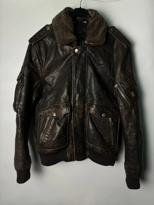 Diesel superior leather outlet jacket