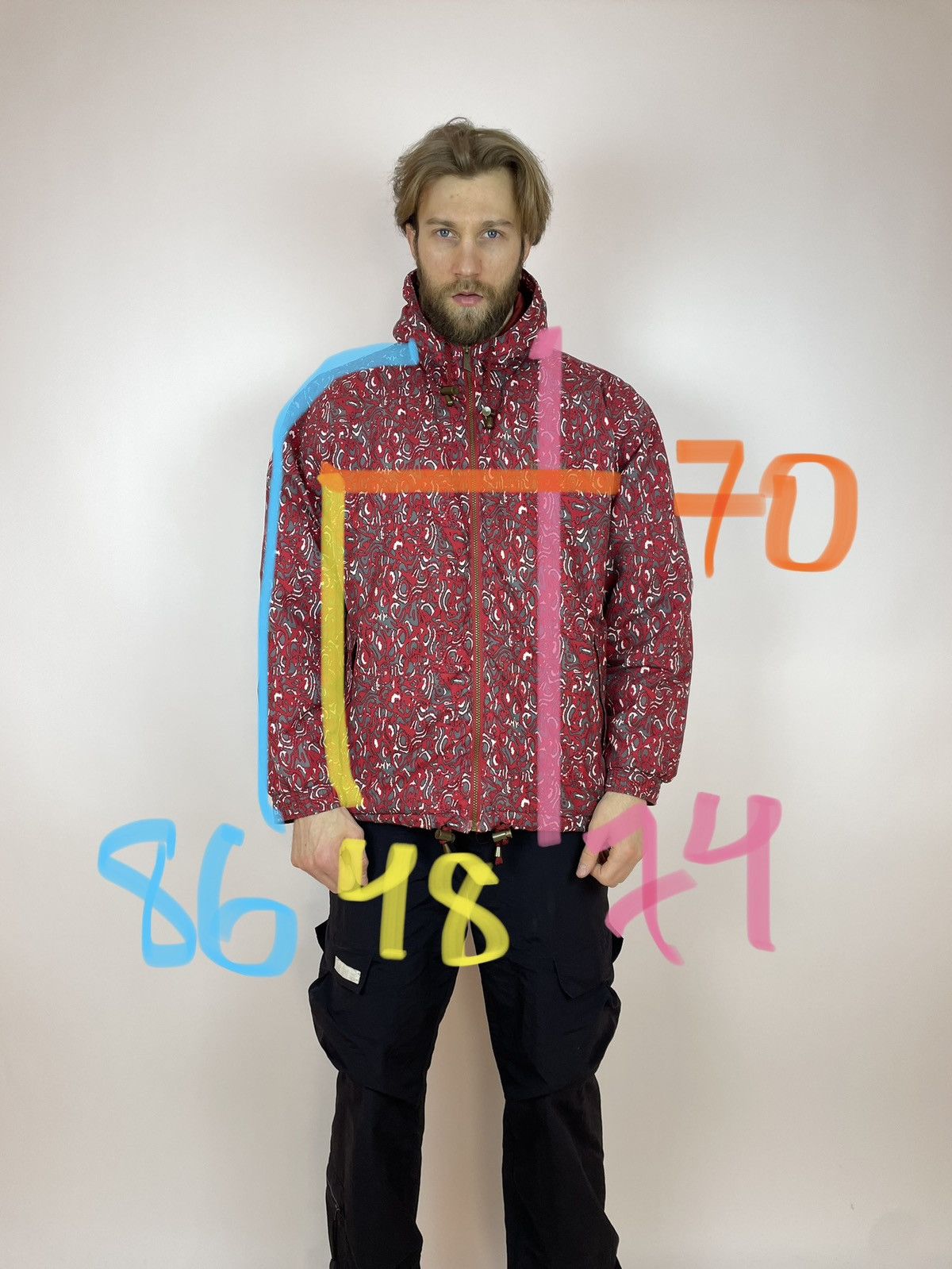 Reebok × Vintage REEBOK Vintage Multicolour Pattern Hooded jacket size L 90s Size US L / EU 52-54 / 3 - 13 Thumbnail
