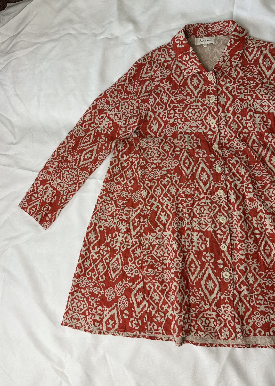 Sahara Club Vintage Sahara Linen Blouse Shirt Dress Size 1 Made In UK Size M / US 6-8 / IT 42-44 - 2 Thumbnail