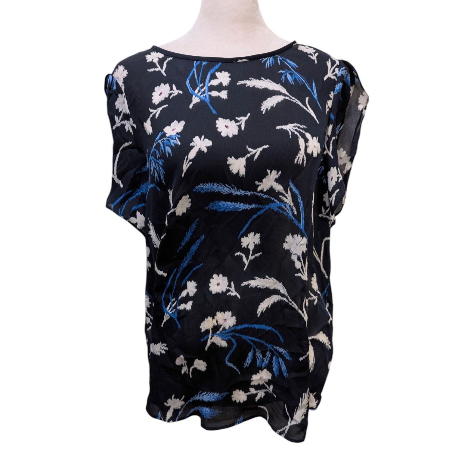 Joie Joie Wira 100% Silk Blue Floral Tulip Sleeve Top Medium Size M / US 6-8 / IT 42-44 - 2 Thumbnail