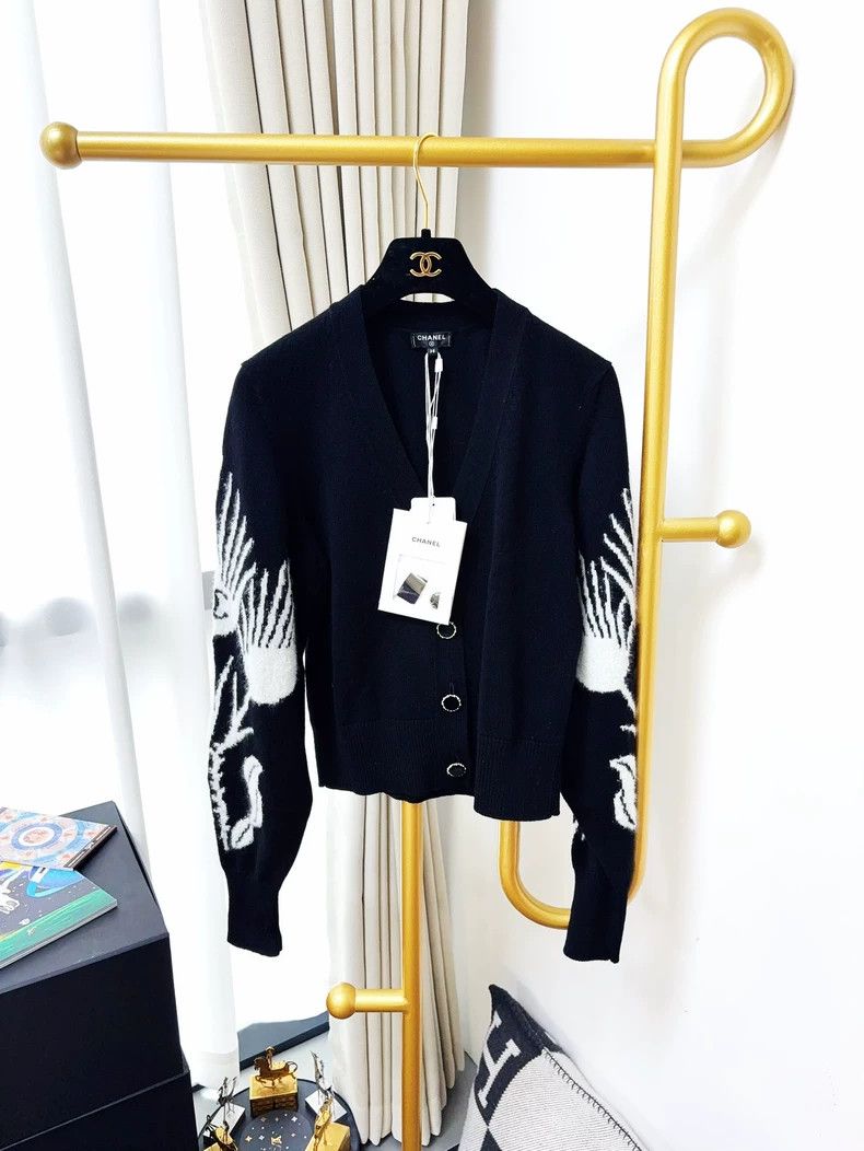 Chanel Chanel 21A Castle Series Black Wing Princess Sleeve Knitte Size XS / US 0-2 / IT 36-38 - 1 Thumbnail