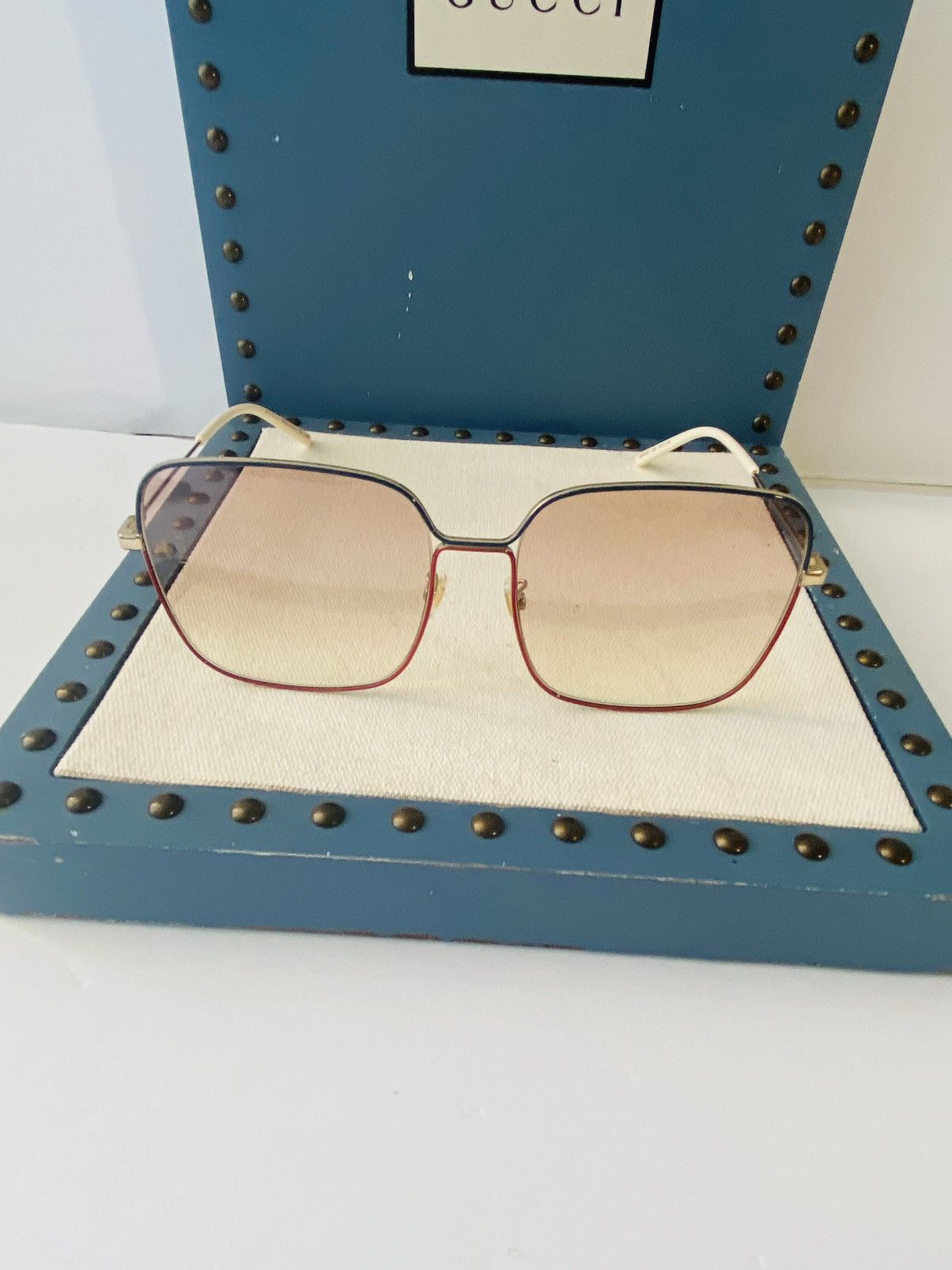 NEW Gucci Orange Gradient Square Women\'s Sunglasses Gucci Sunglasses GG1718S 004 Orange Fuchsia Orange - eye-oo.com main image 3