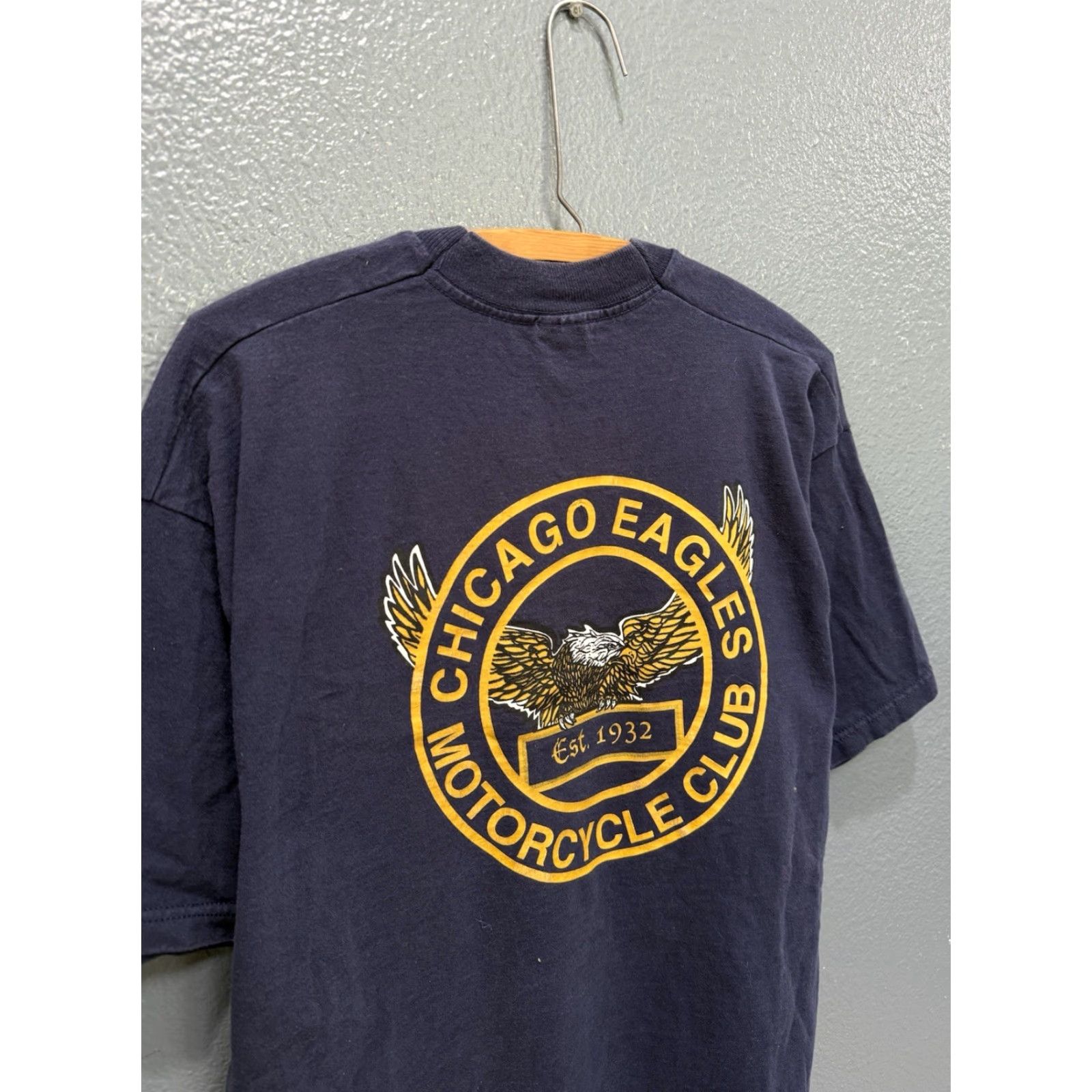 Fruit Of The Loom VINTAGE Chicago Eagle MC Motorcycle Club Blue T-Shirt XL Men 90s Blue Tee Shirt XL Mens 90s Mens Size US XL / EU 56 / 4 - 2 Thumbnail