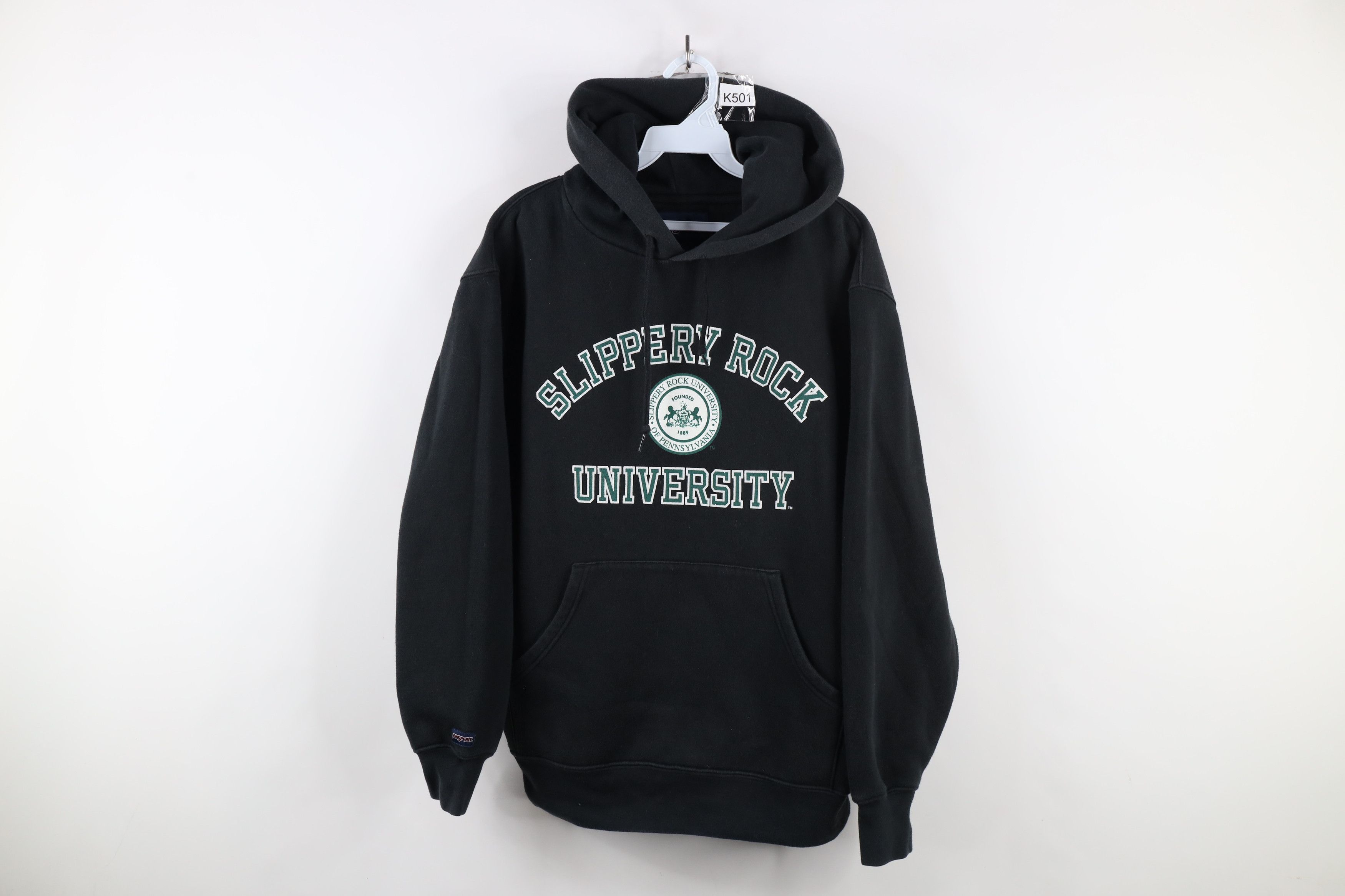 Vintage Vintage 90s Slippery Rock University Hoodie Sweatshirt Black Size US M / EU 48-50 / 2 - 1 Thumbnail