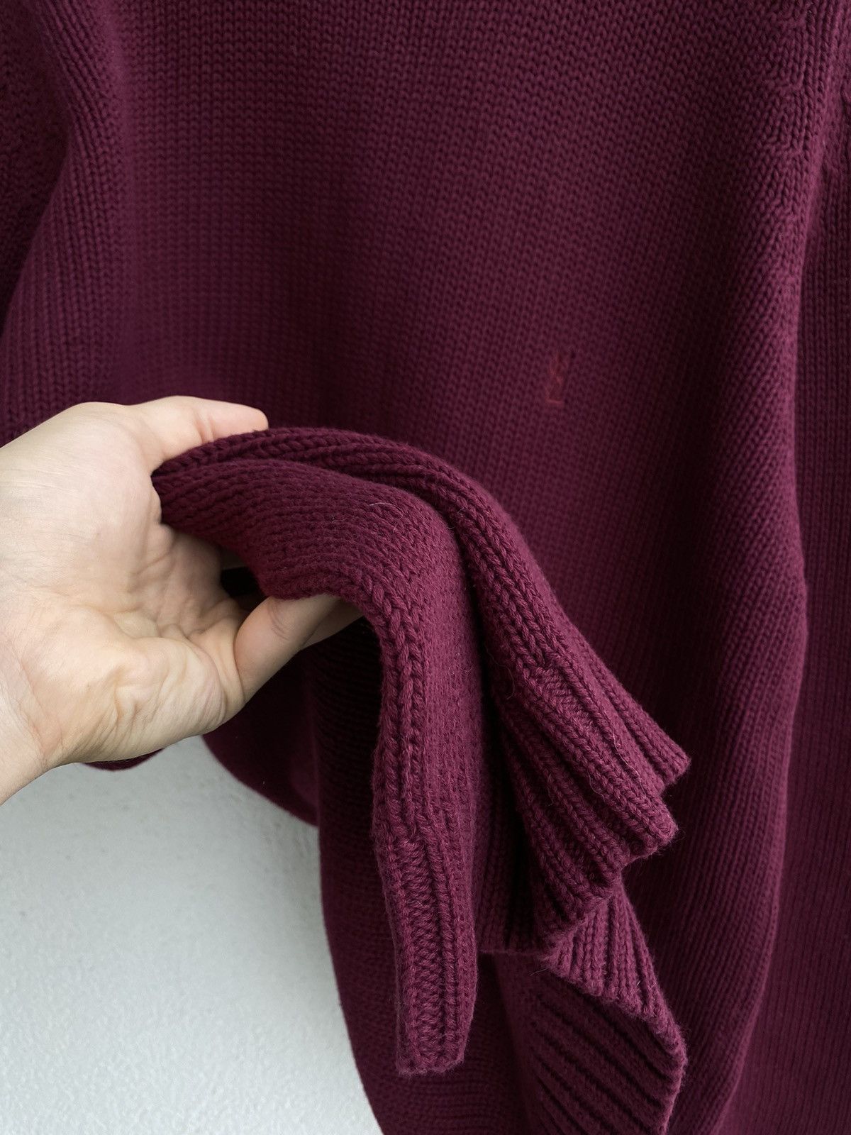 Yves Saint Laurent Burgundy YSL Sweater Knit Heavy Thick YSL Sweatshirt Size US XXL / EU 58 / 5 - 7 Thumbnail