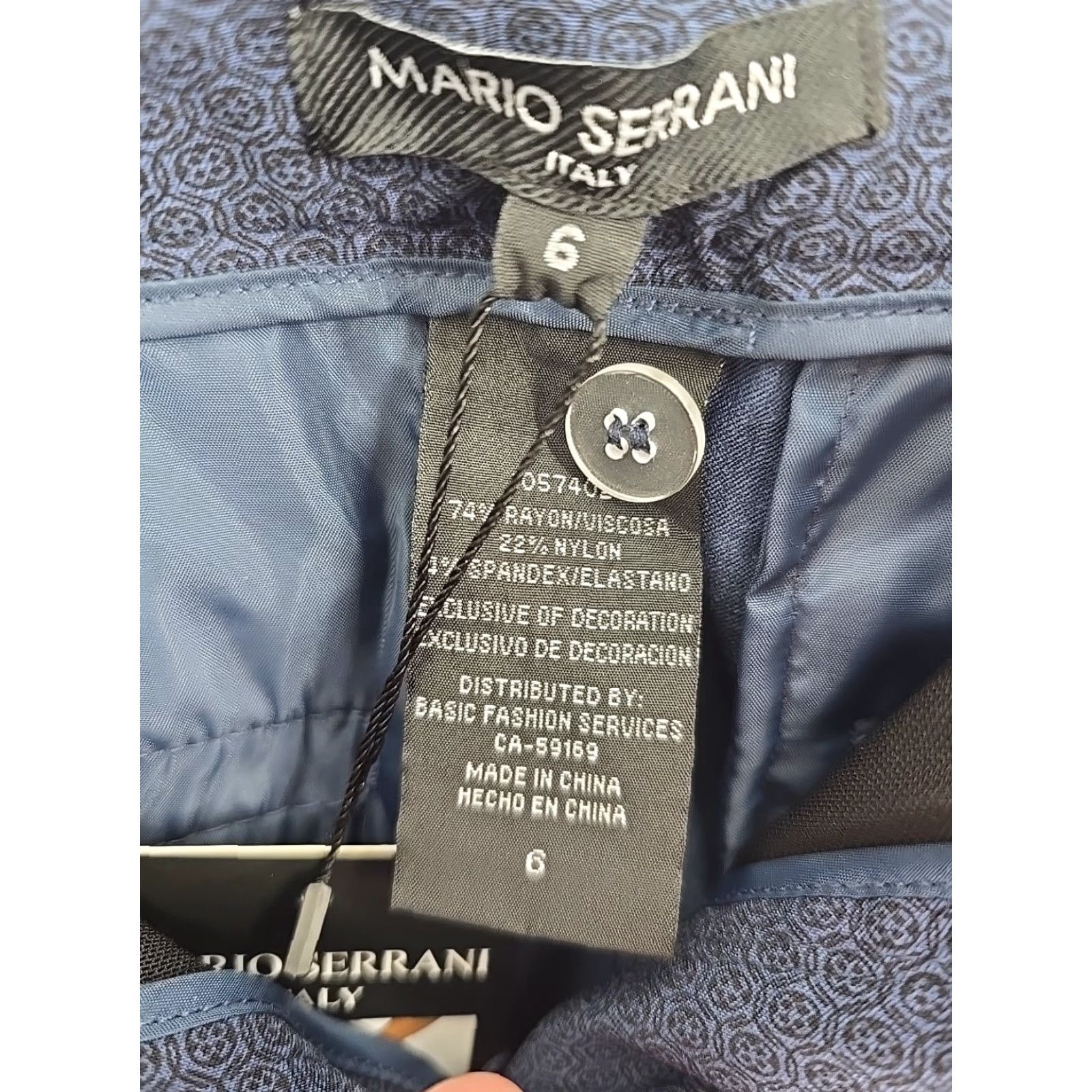 Vintage Mario Serrani Italy Women's Slim Fit Pants Navy Medallion 6x27 NWT Dress Pants Slimming 6 27 Womens HA Size 28" / US 6 / IT 42 - 5 Thumbnail
