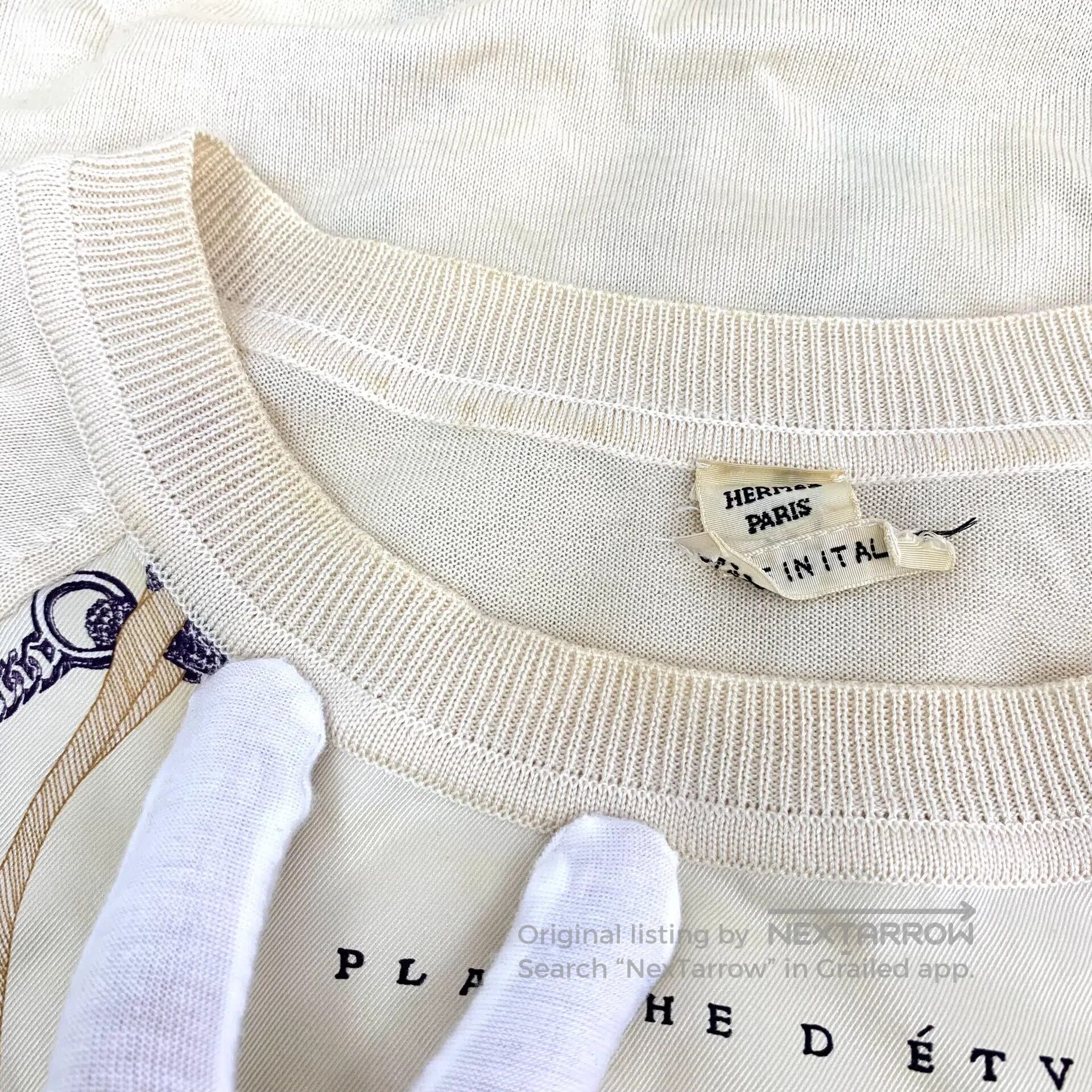 Hermes Hermes Beige mulberry silk rope pattern print cashmere cre Size XXS / US 00 / IT 34 - 8 Thumbnail