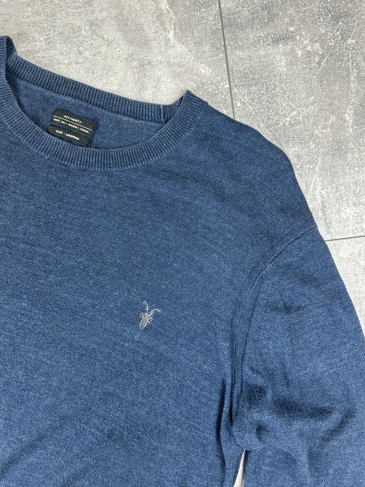Allsaints Allsaints Small Logo Blue Crew Neck Sweater Size US M / EU 48-50 / 2 - 4 Thumbnail