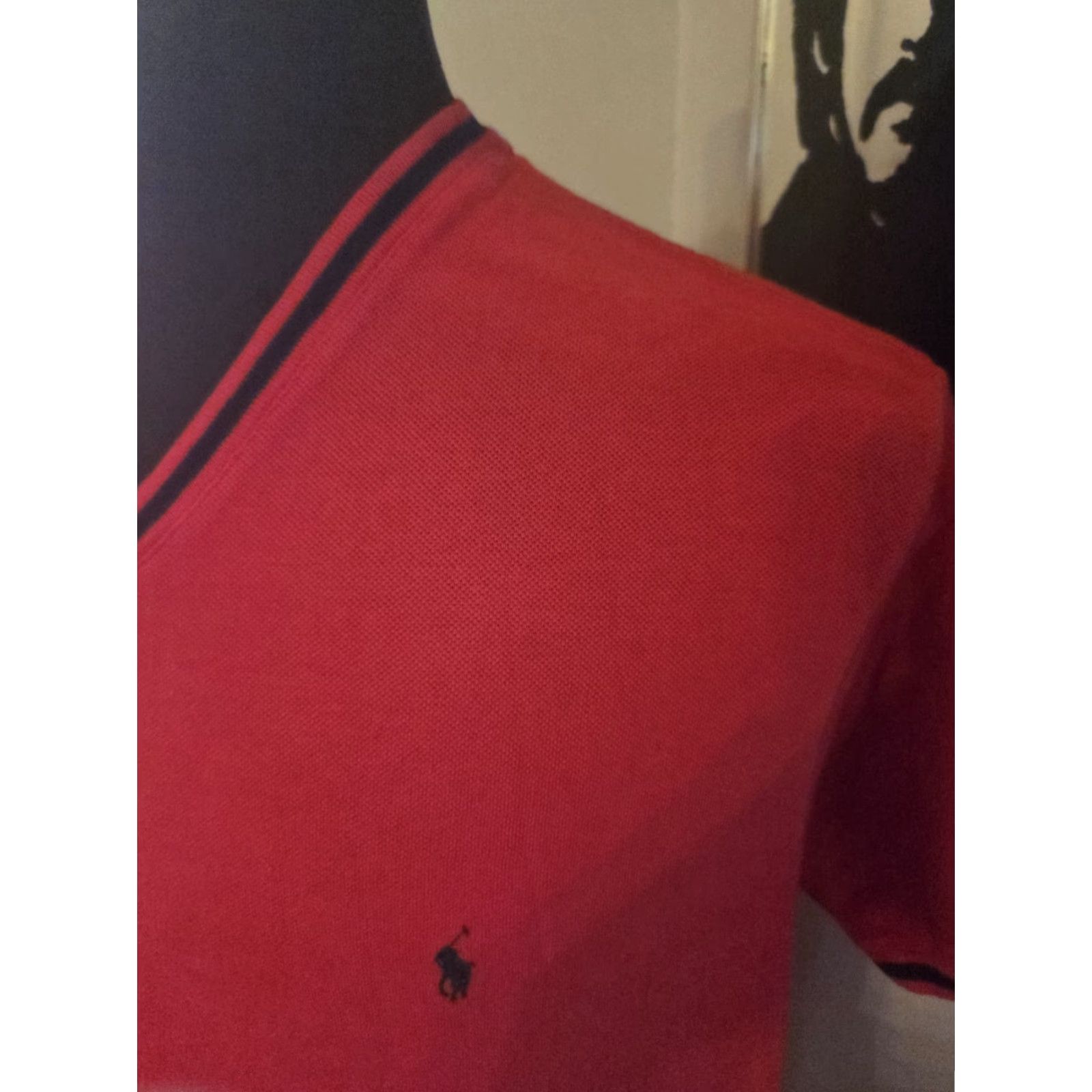 Polo Ralph Lauren Polo Ralph Lauren Shirt Men XL Red & Black Short Sleeve V-Neck Logo Embroidered 100% Cotton T-Shirt Size US L / EU 52-54 / 3 - 2 Thumbnail