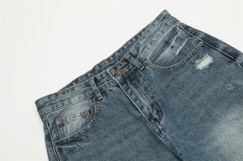 Handmade × Japanese Brand × Jean American washed street distressed loose ripped jeans Size US 34 / EU 50 - 4 Thumbnail