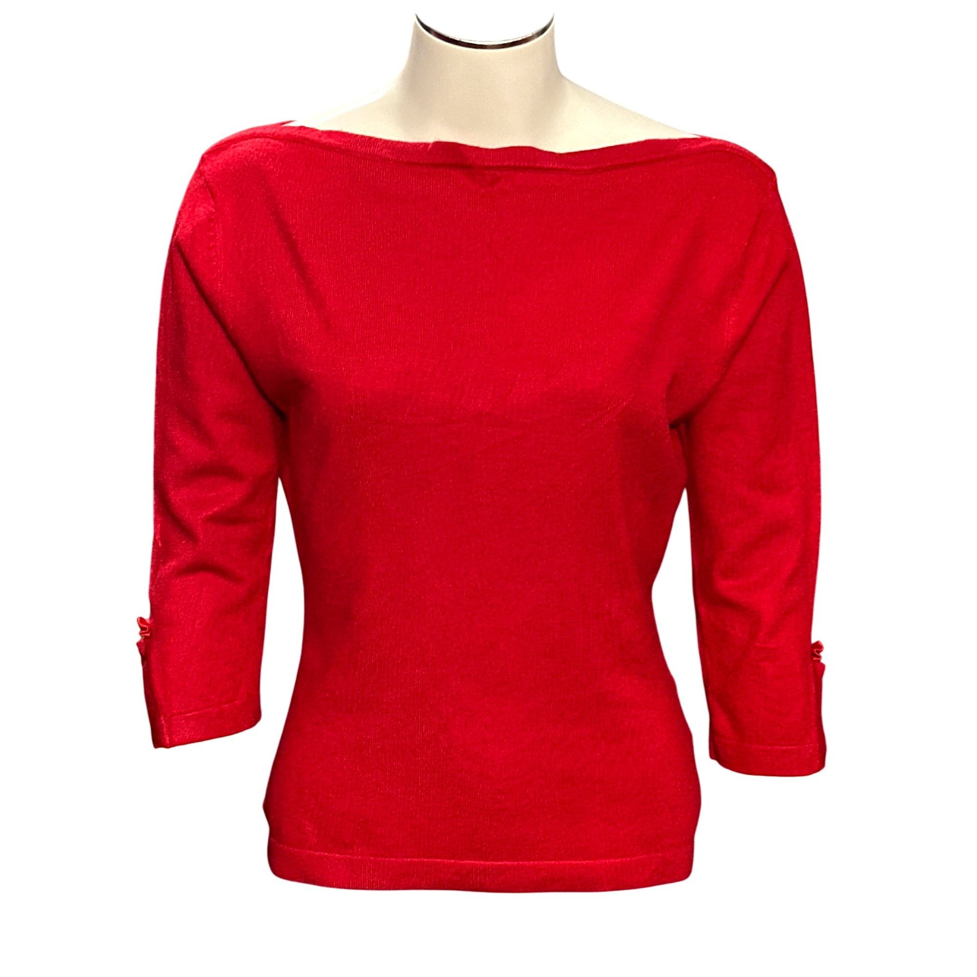 Other CCC Red Boat Neck Three Quarter Sleeve Top Soft Viscose Nylo Size S / US 4 / IT 40 - 1 Thumbnail