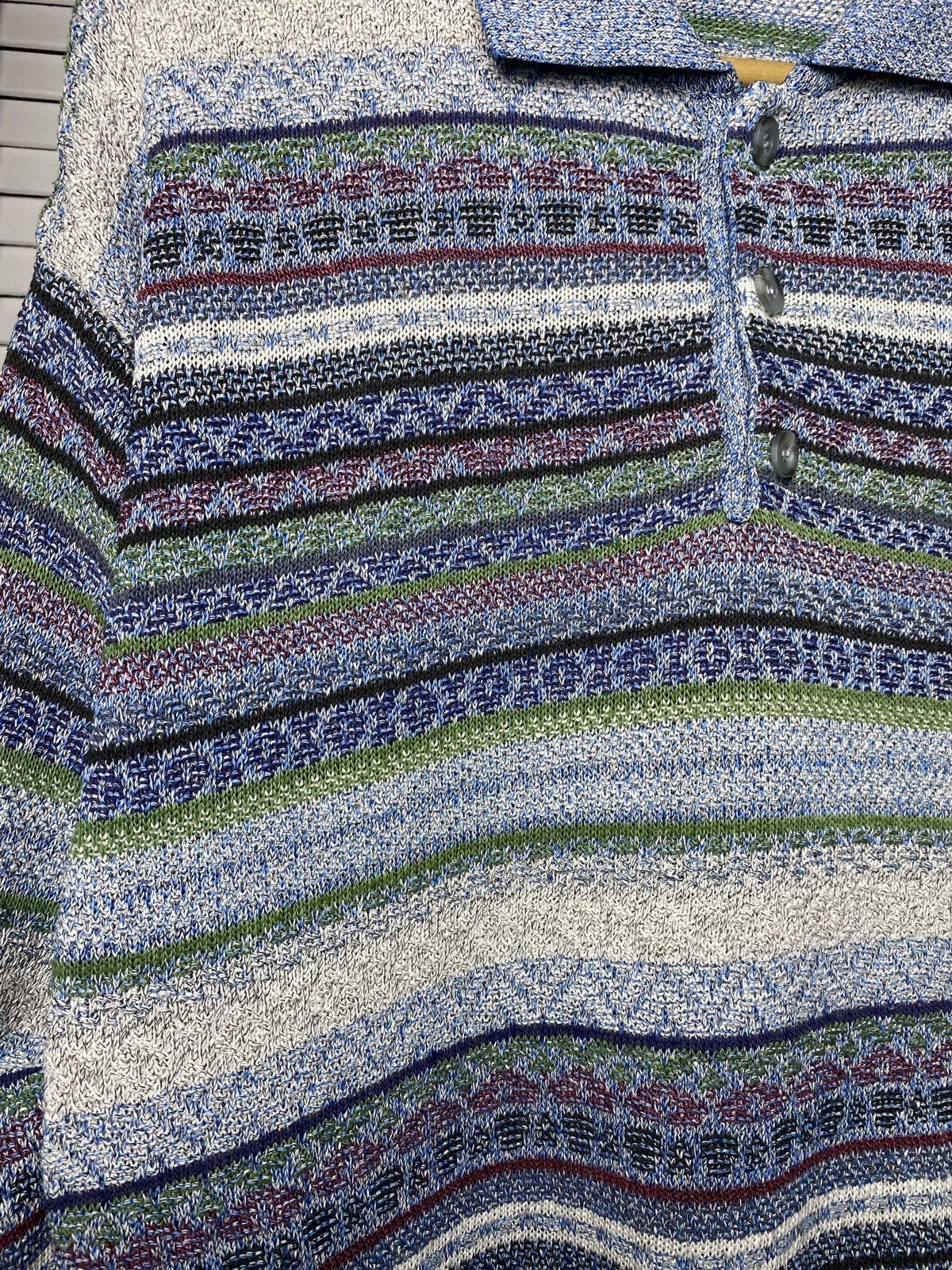 Coogi × Japanese Brand Vintage 80s Coogi Style Striped Knit Polo Neck Sweater Size US M / EU 48-50 / 2 - 5 Thumbnail
