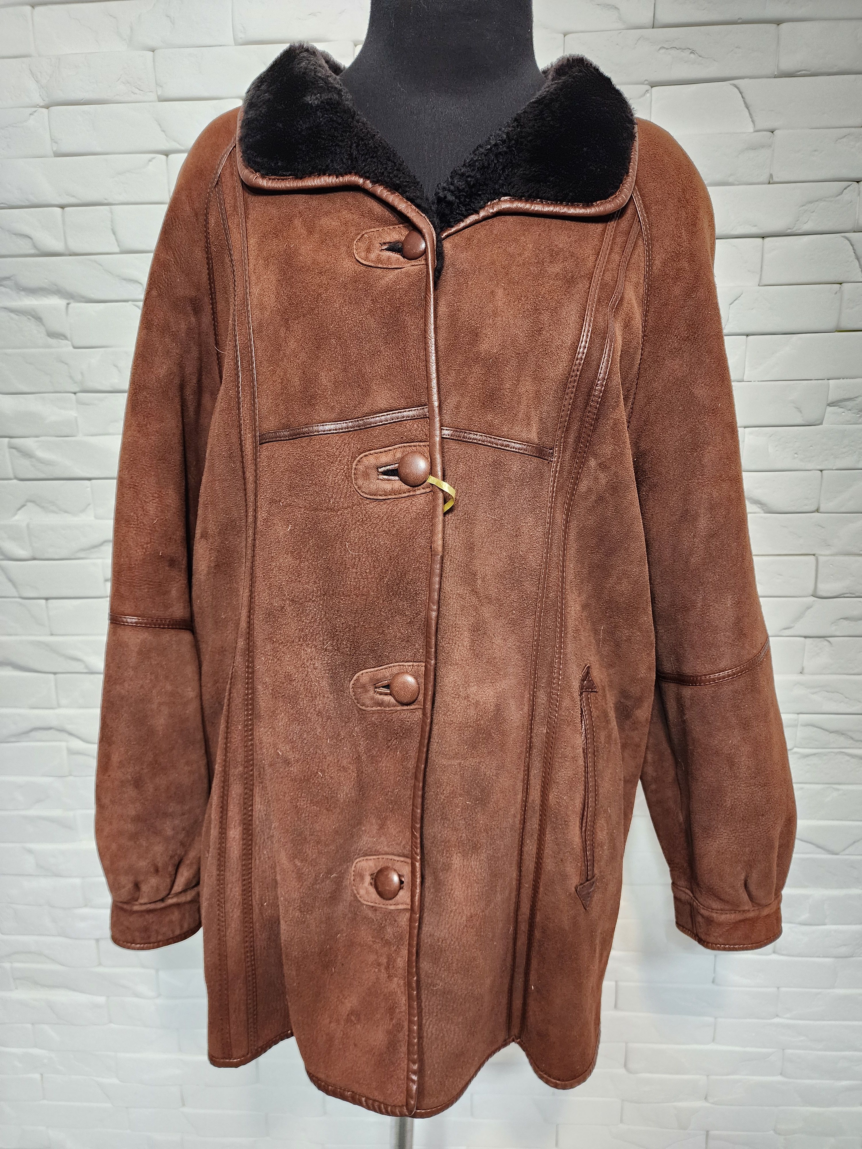 Genuine Leather Brown Women's Sheepskin Coat Size XXL / US 16-18 / IT 52-54 - 1 Thumbnail