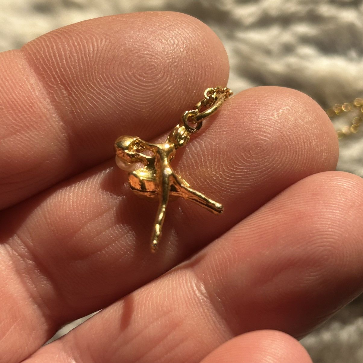 Vintage Vintage gold plated pearl accent ballerina pendant necklace Size ONE SIZE - 7 Thumbnail