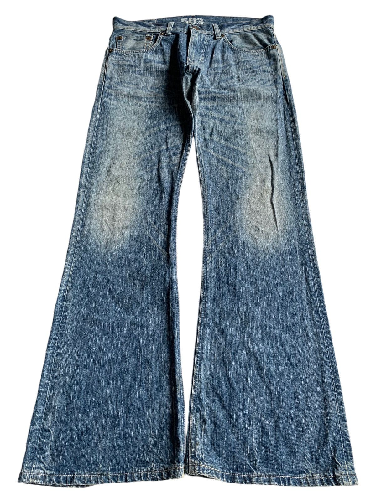 FLARE💥EDWIN BLUE TRIP PUNK STYLE FADED AND RUSTY DENIM🎌☠️