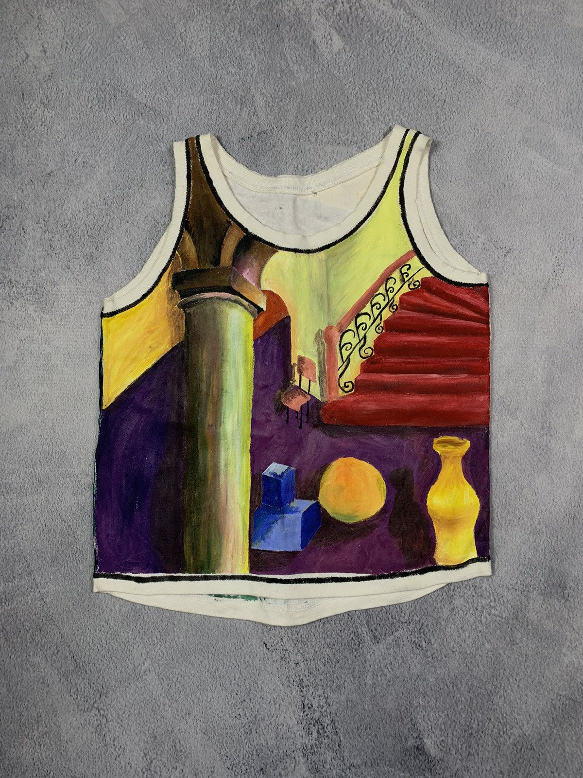 Vintage Vintage 90s Handmade painted Picasso abstract art tank-top Size S / US 4 / IT 40 - 1 Thumbnail