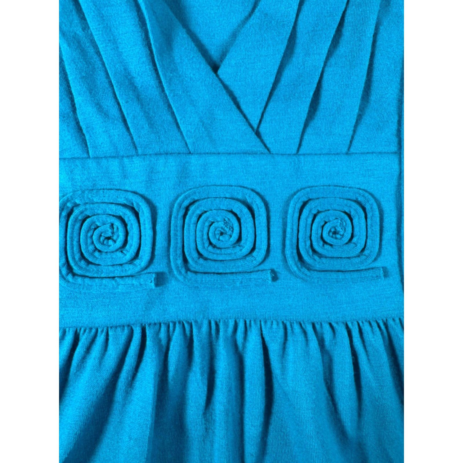 Croft & Barrow VINTAGE Croft & Barrow Top Small Appliqué Rosettes Whimsigoth Prairie Teal Flowy Shirt Ladies Small Teal Size S / US 4 / IT 40 - 2 Thumbnail