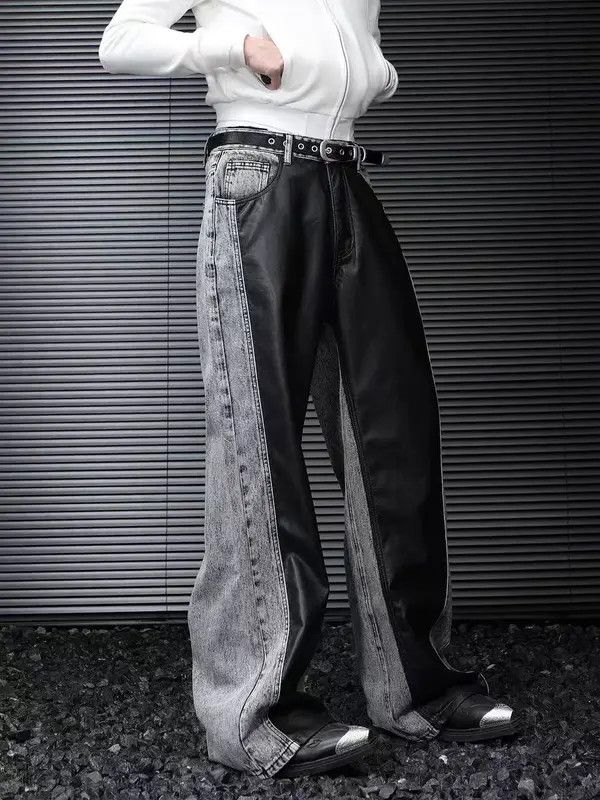 Japanese Brand VIBE vintage contrast patchwork baggy casual pants Size US 34 / EU 50 - 2 Thumbnail