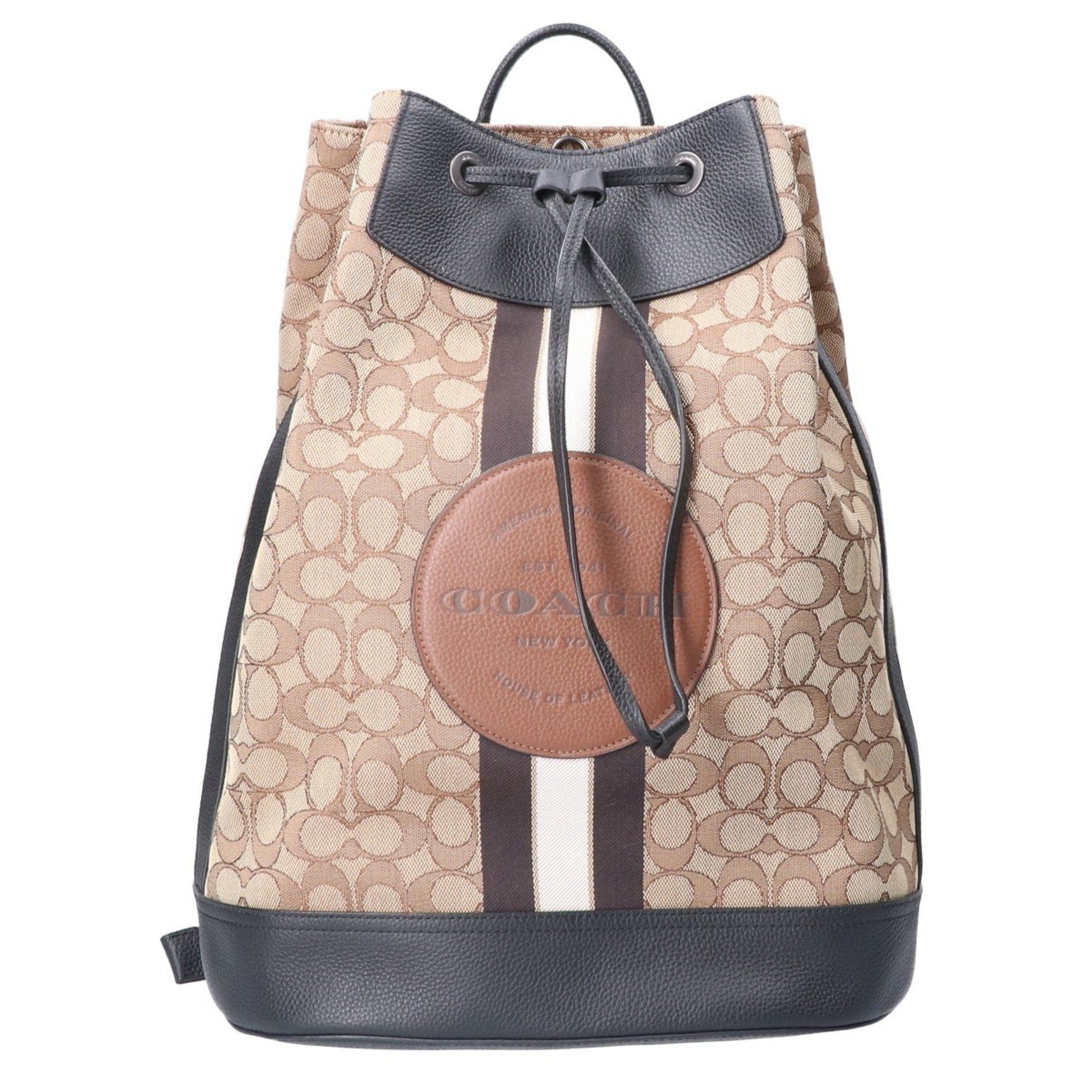 image of Coach 2401 Signature Hudson Drawstring Closure Backpack, Brown, Black, Women's