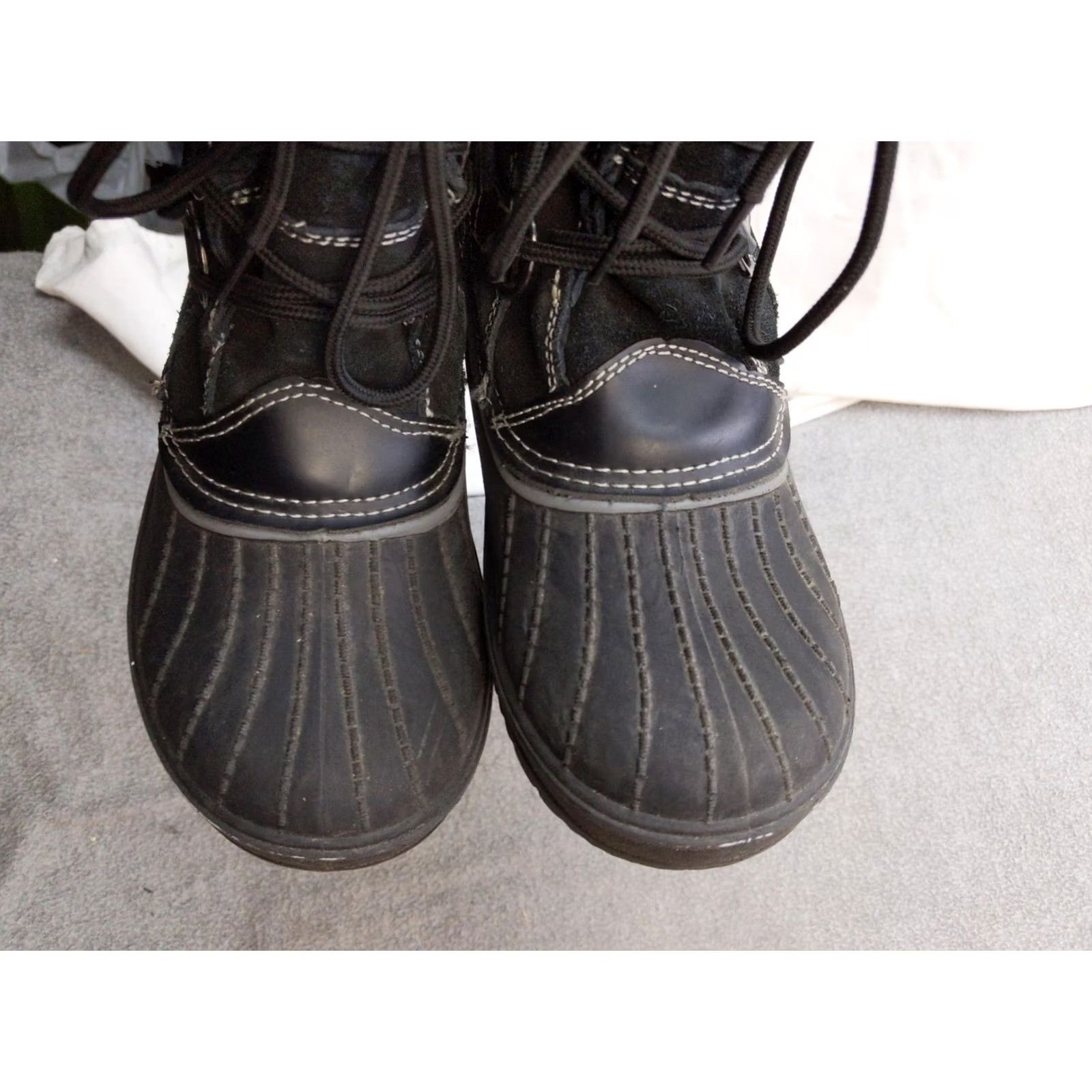 Vintage Tamarack Womens Snow Boot Black Suede Mid-Calf Winter Lace Up 7 Faux Fur Insulated Size US 7 / IT 37 - 3 Thumbnail