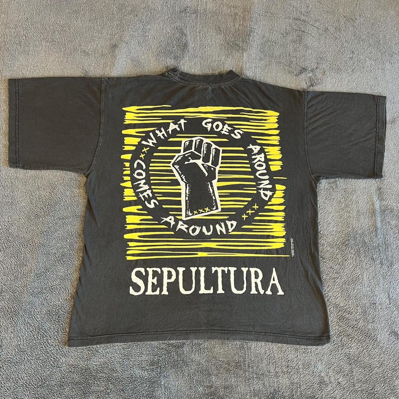 Vintage Vintage Sepultura What Goes Around Straight Hate T Shirt Size US XL / EU 56 / 4 - 8 Thumbnail