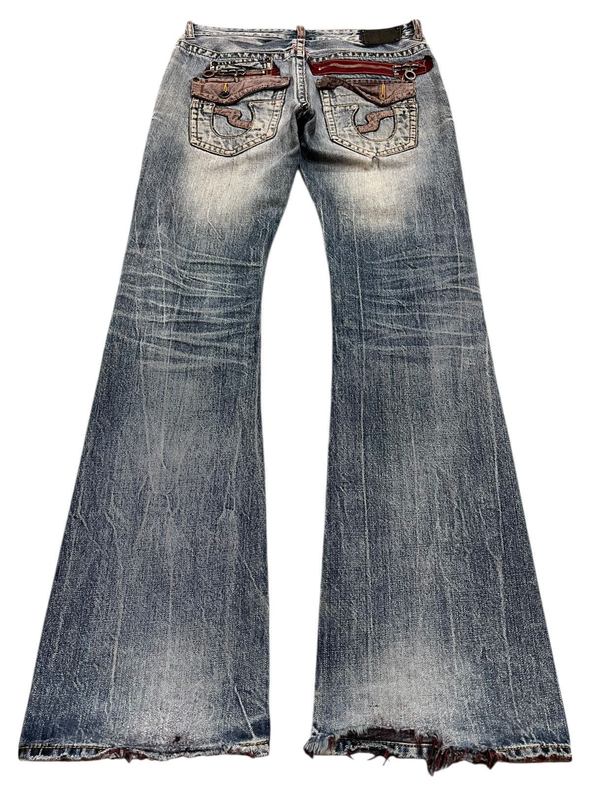 Japanese Brand Vintage Semantic Design Ditressed Flare Mudwash Jean Size US 31 - 2 Thumbnail