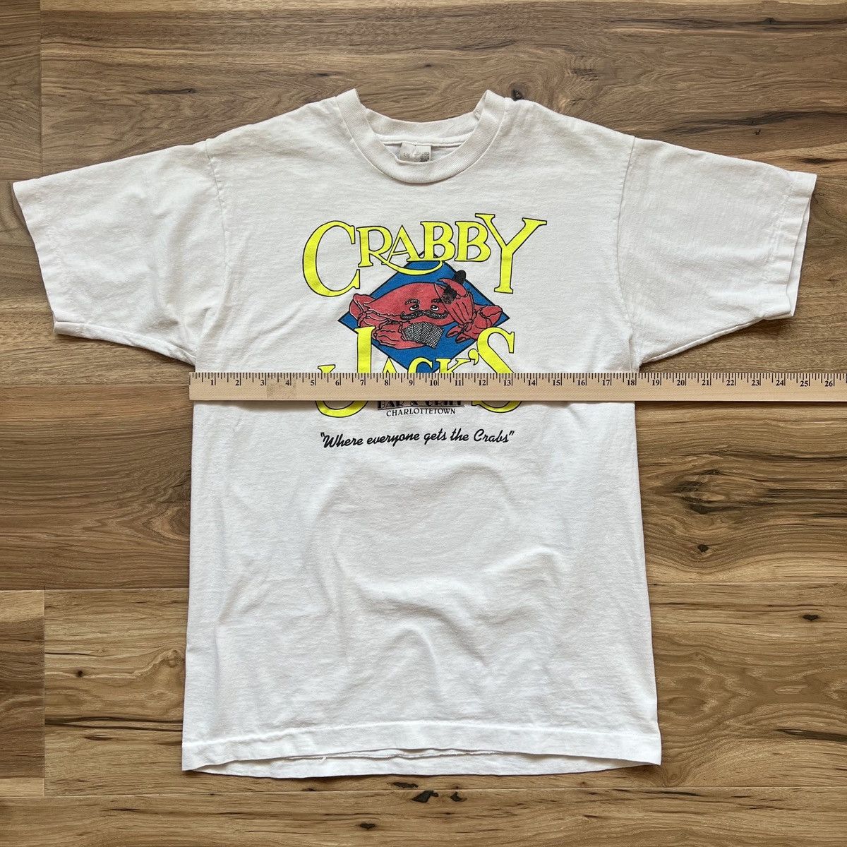 Fruit Of The Loom Vintage Crabby Jack’s Charlottetown Large White T Shirt Size US L / EU 52-54 / 3 - 3 Thumbnail