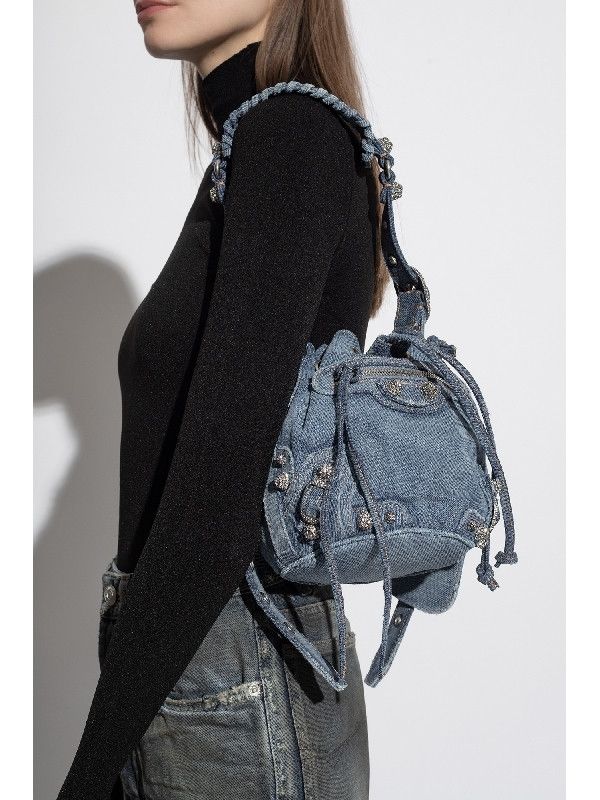 Balenciaga o1mt1gz1124 Size: OS / Le Cagole XS Bucket Bag Denim in Blue Size ONE SIZE - 2 Thumbnail