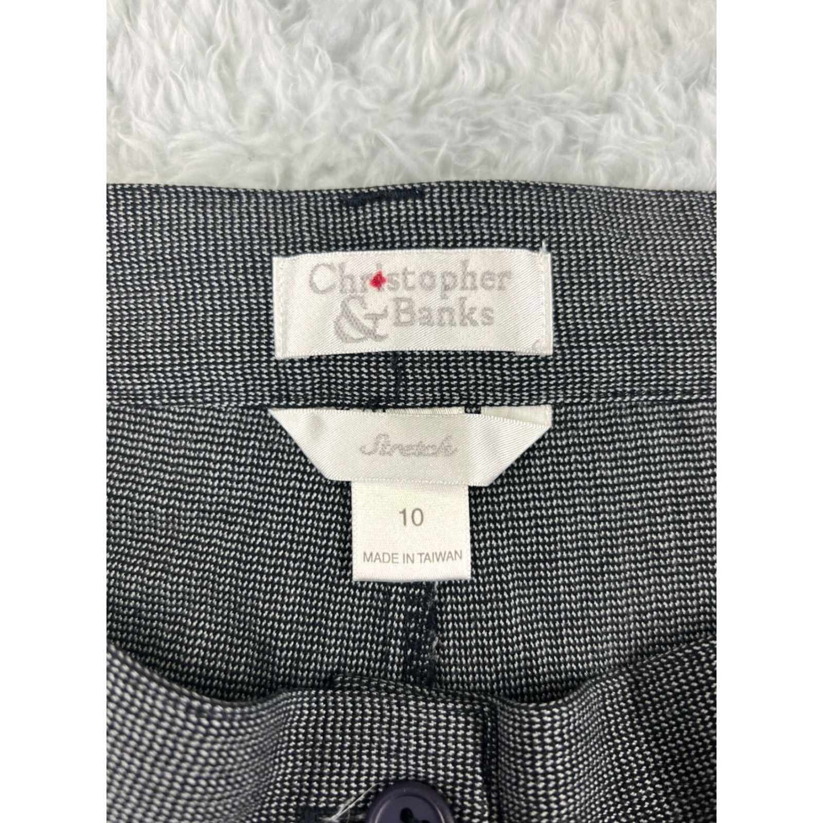Vintage Christopher & Banks Women's Pants Size 10 Gray Cotton Blend Straight Leg Chino Stretch Casual Size 32" / US 10 / IT 46 - 3 Thumbnail