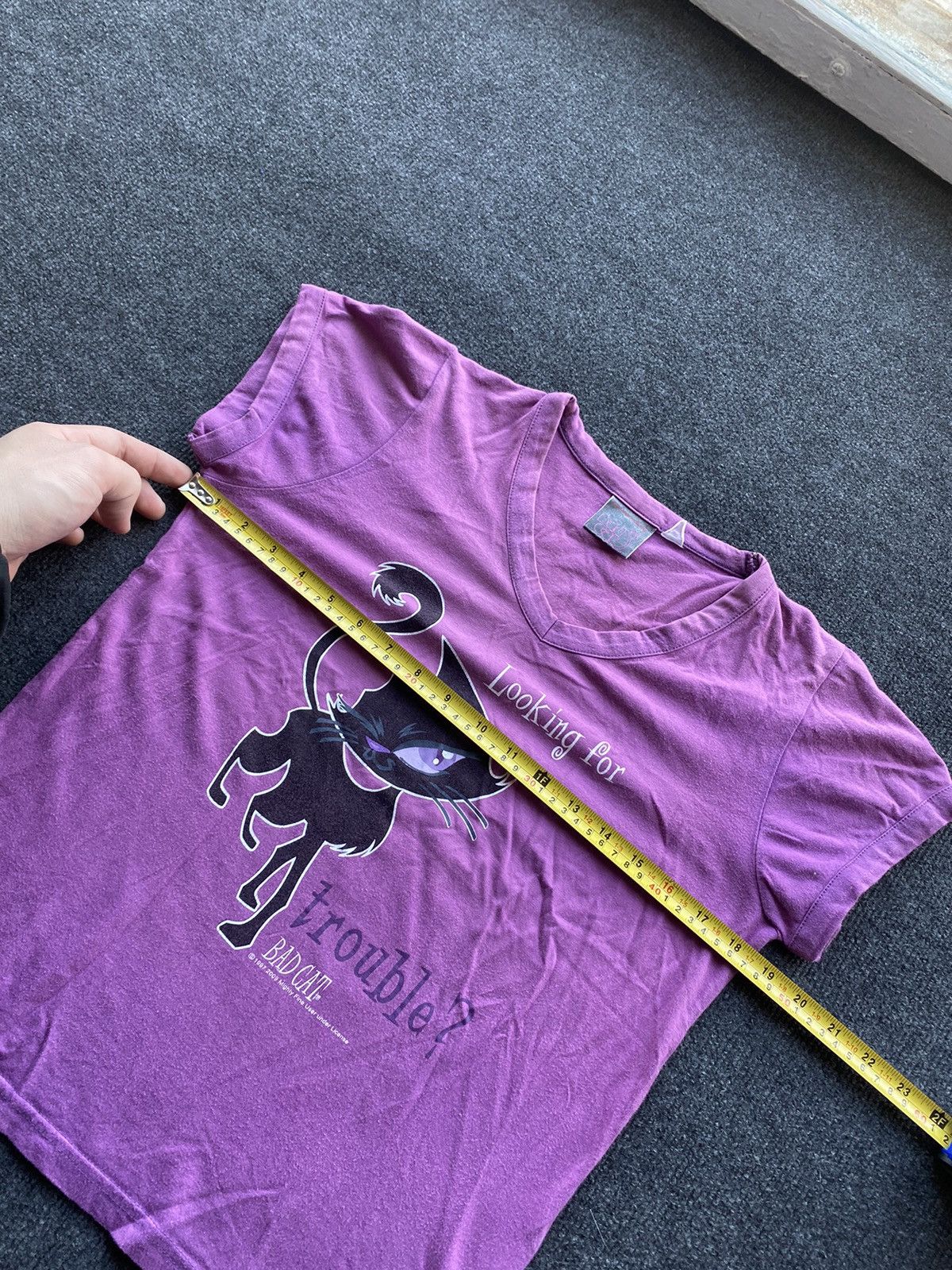 Cartoon Network 🔥2009 Bad Cat Cartoon “Trouble?” Pink wom m tee top gothic Size M / US 6-8 / IT 42-44 - 5 Thumbnail