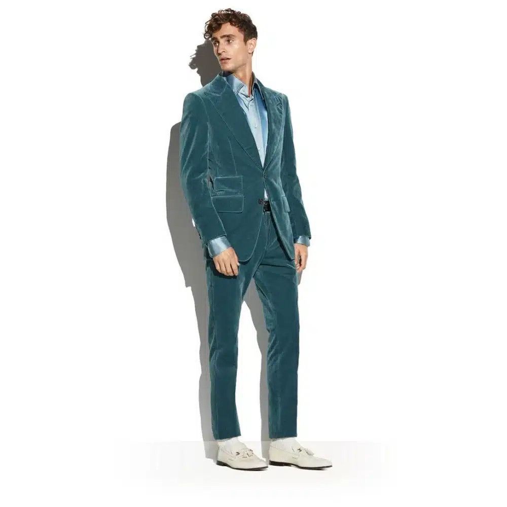 Tom Ford o1loc1c1224 11ML40 Velvet Jacket in Light Blue Size US S / EU 44-46 / 1 - 2 Thumbnail
