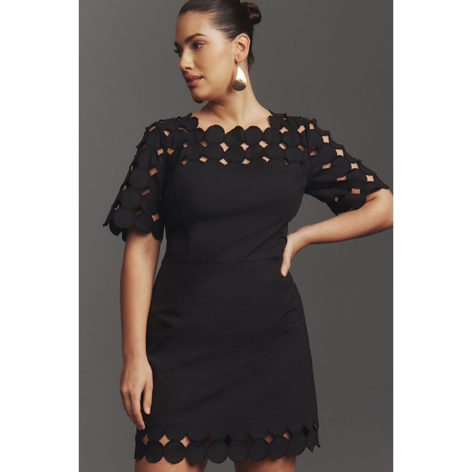 Anthropologie New Cutwork Mini Shift Dress $178 Sz 14 Black Size XL / US 12-14 / IT 48-50 - 5 Thumbnail