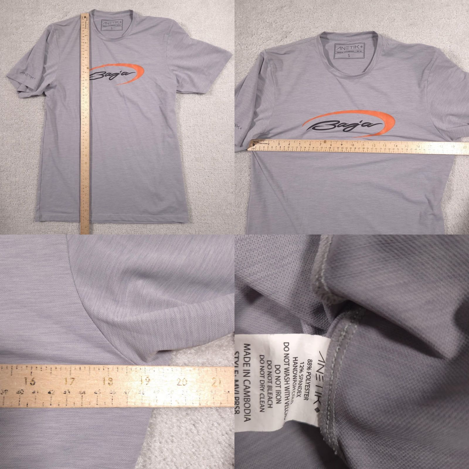 Vintage VINTAGE ANETIK Baja Shirt Mens S Gray UPF 30+ UV Sun Protection Performance Tee Size US S / EU 44-46 / 1 - 8 Thumbnail