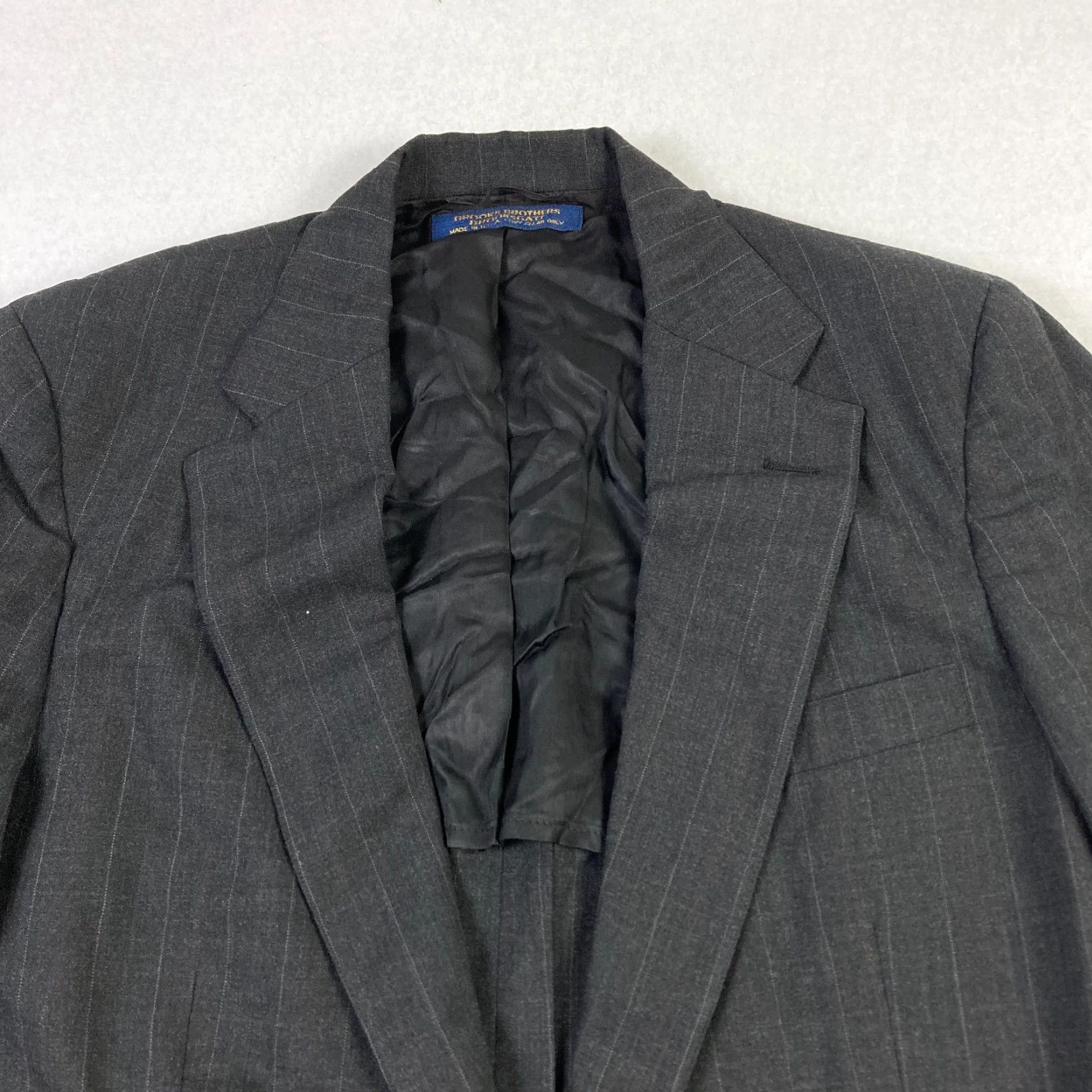 Brooks Brothers Brooks Brothers Brooksgate Blazer Mens 44 Black Wool Striped Union Made Blazer Size 44R - 4 Thumbnail