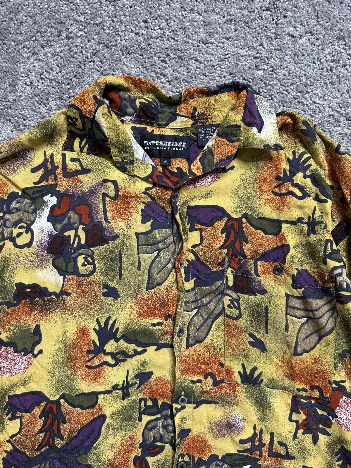 Vintage Vintage 70s Expressions AOP Art Rayon Short Sleeve Button Up Size US M / EU 48-50 / 2 - 2 Thumbnail