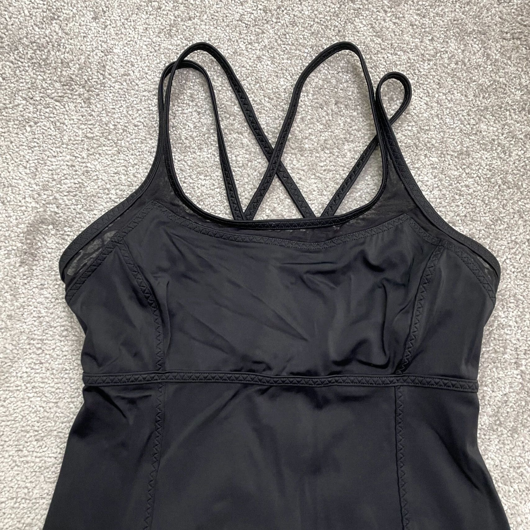 Lands' End Lands' End Tankini Womens 6 Black Racerback Scoop Neck Beach Swimming Size ONE SIZE - 3 Thumbnail