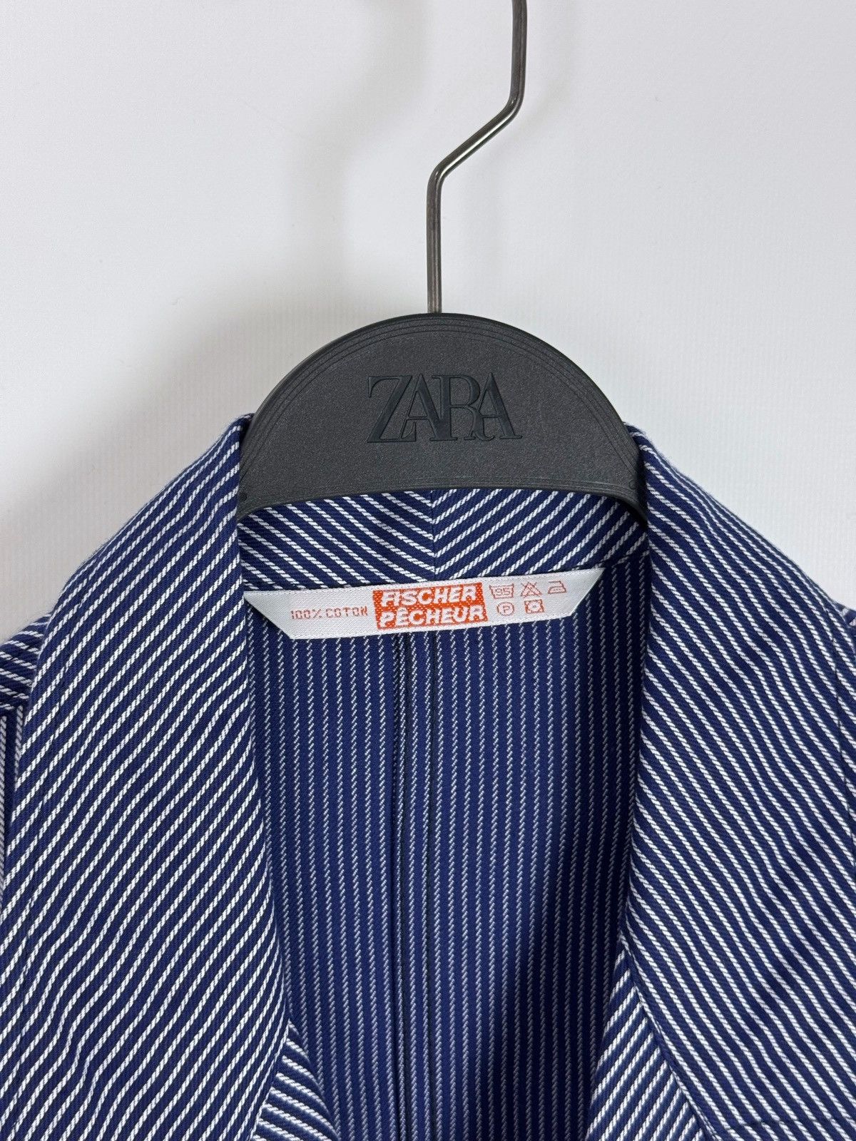 Vintage 80’s Vintage Fischer French Chore Striped Work Jacket Size US L / EU 52-54 / 3 - 6 Thumbnail